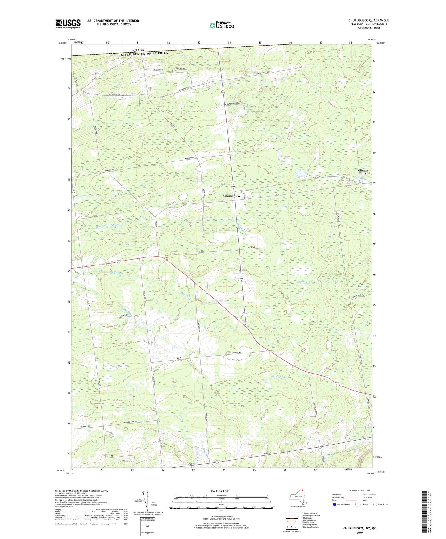 Churubusco New York US Topo Map Image