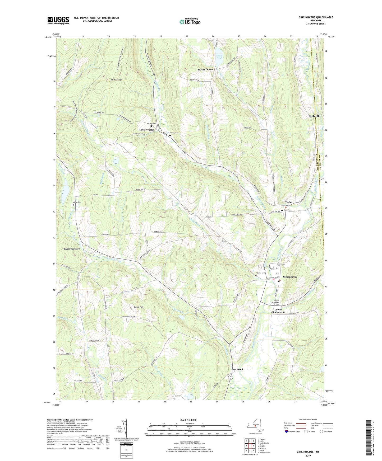 Cincinnatus New York US Topo Map Image