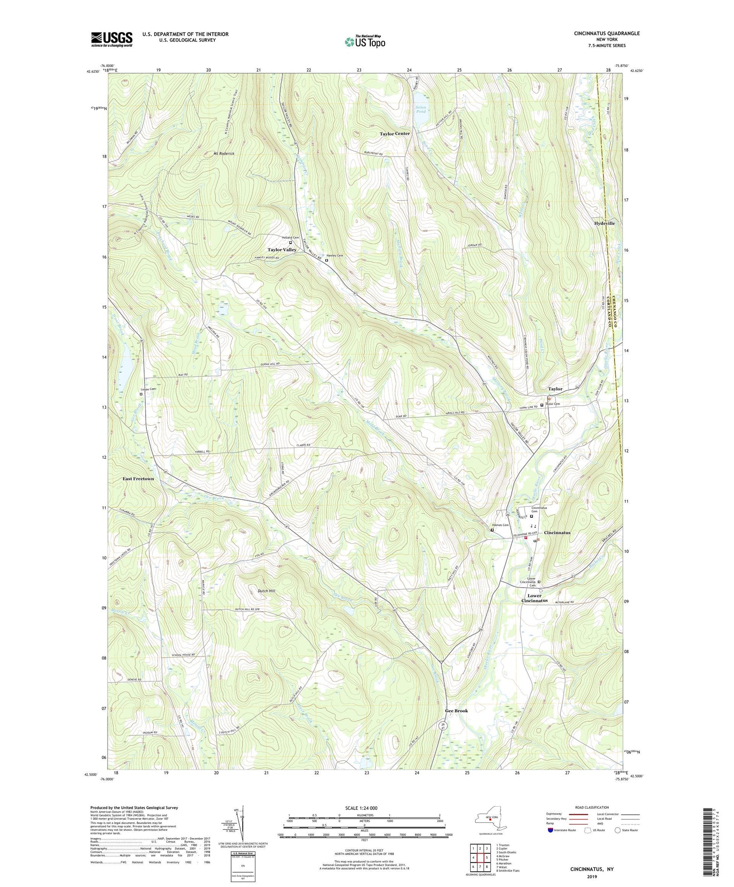Cincinnatus New York US Topo Map Image