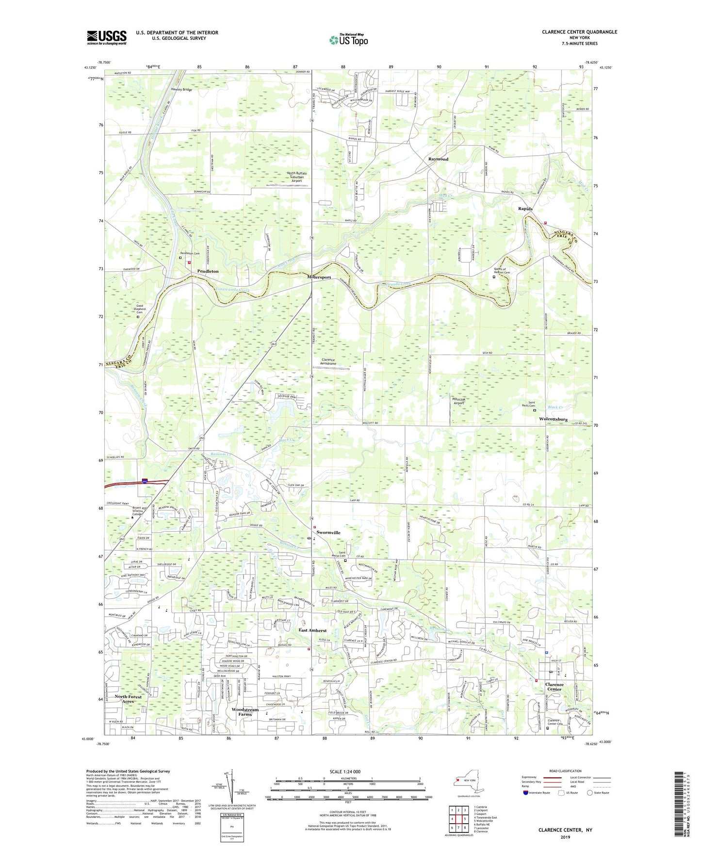 Clarence Center New York US Topo Map Image
