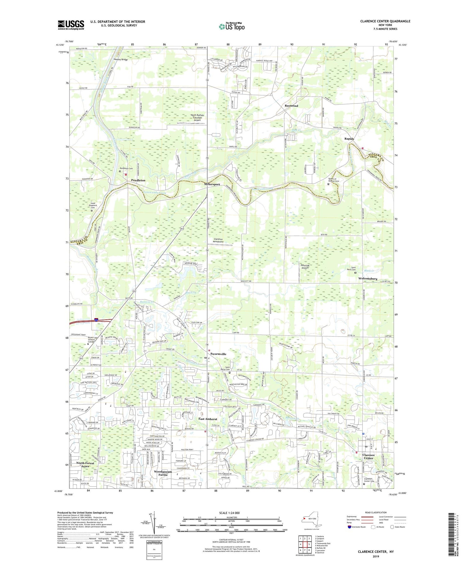 Clarence Center New York US Topo Map Image