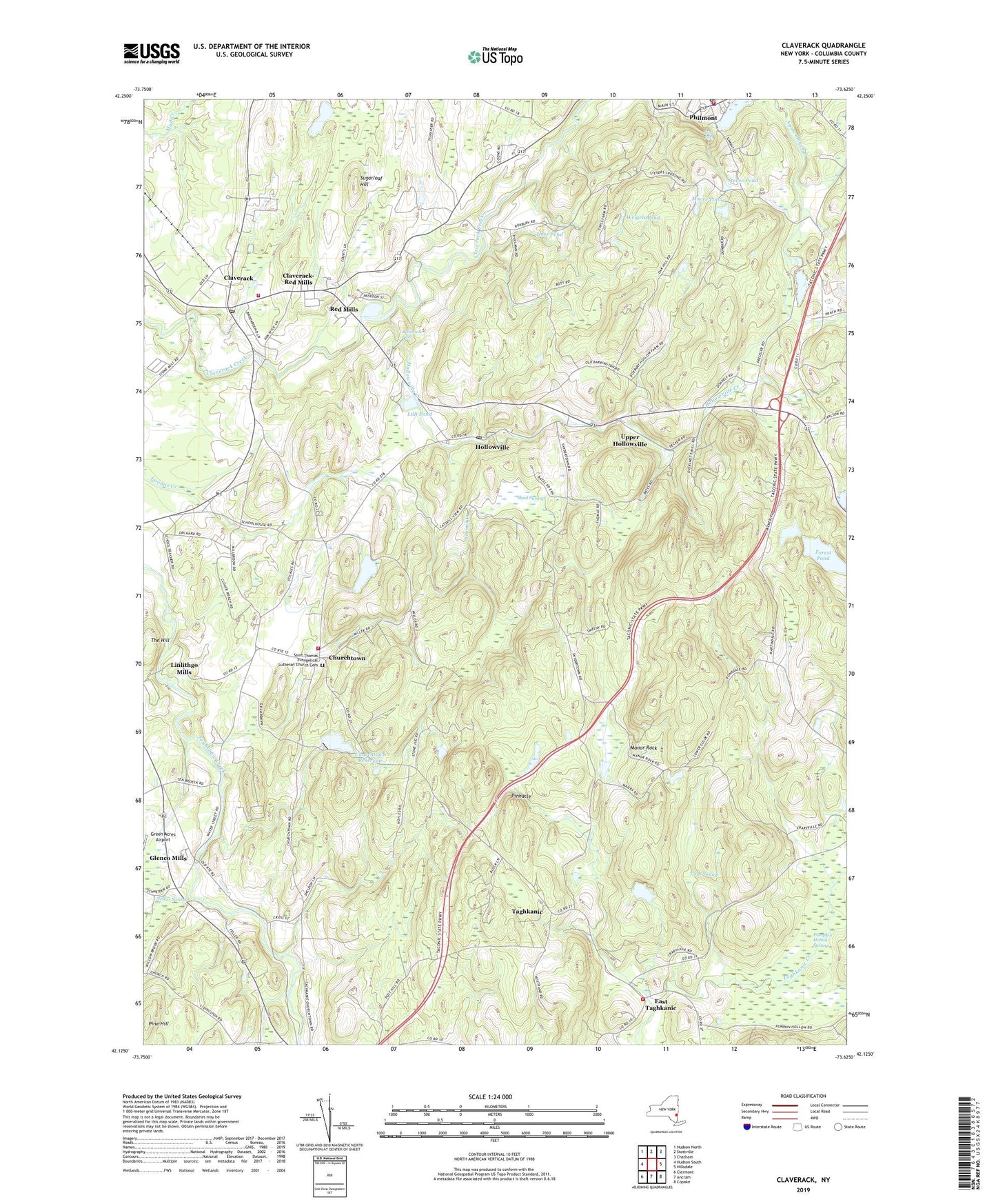 Claverack New York US Topo Map Image