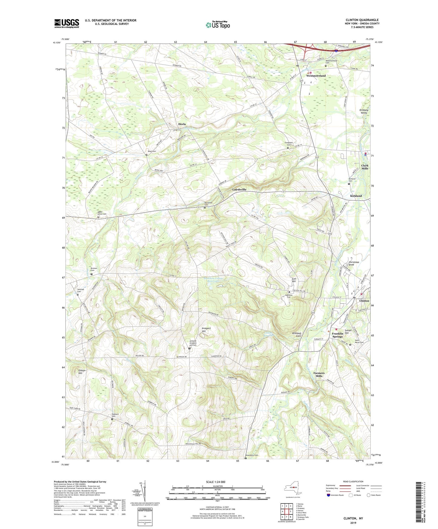 Clinton New York US Topo Map Image
