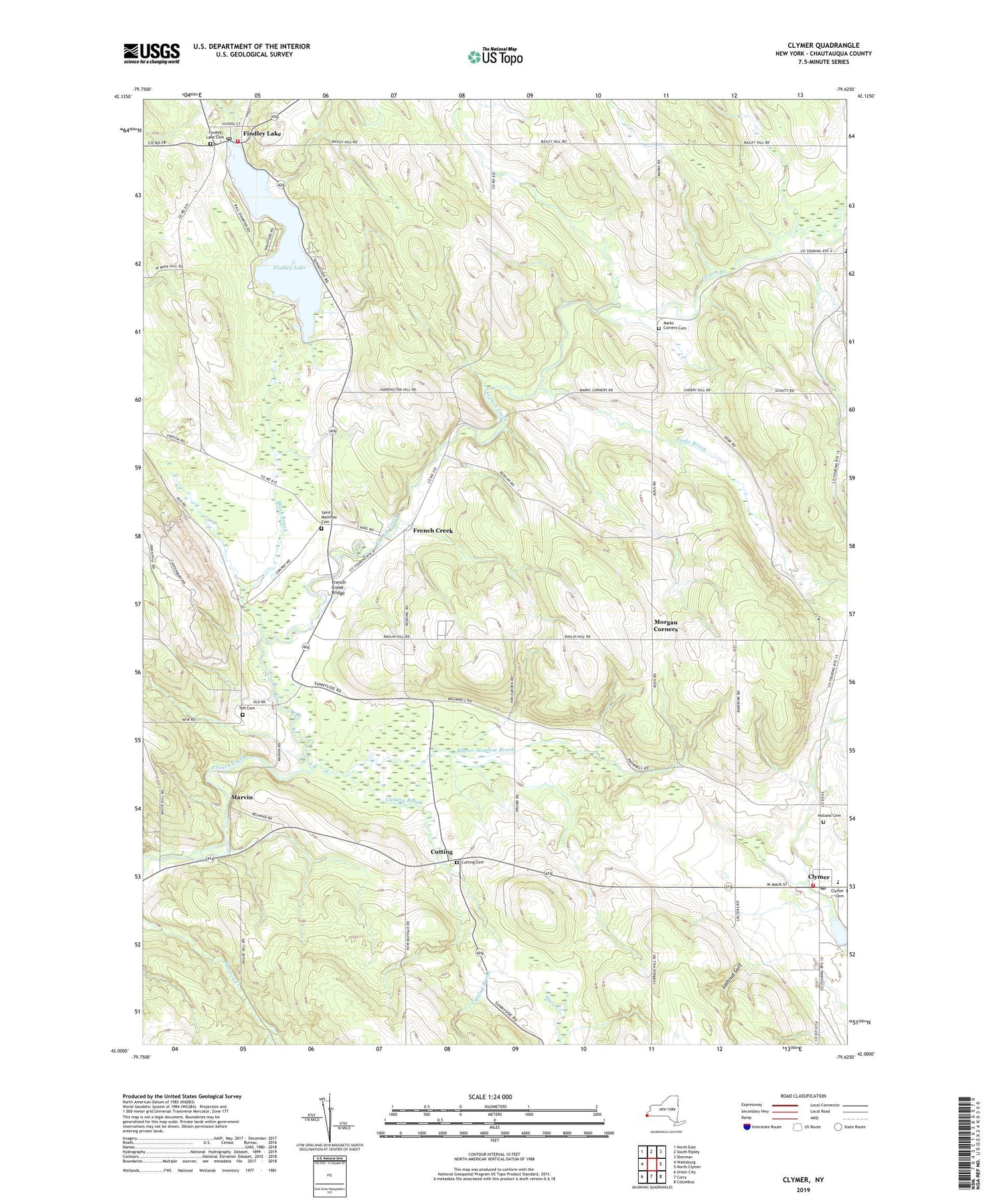 Clymer New York US Topo Map Image