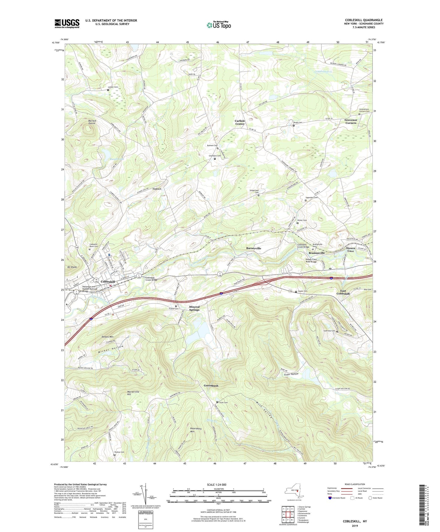 Cobleskill New York US Topo Map Image