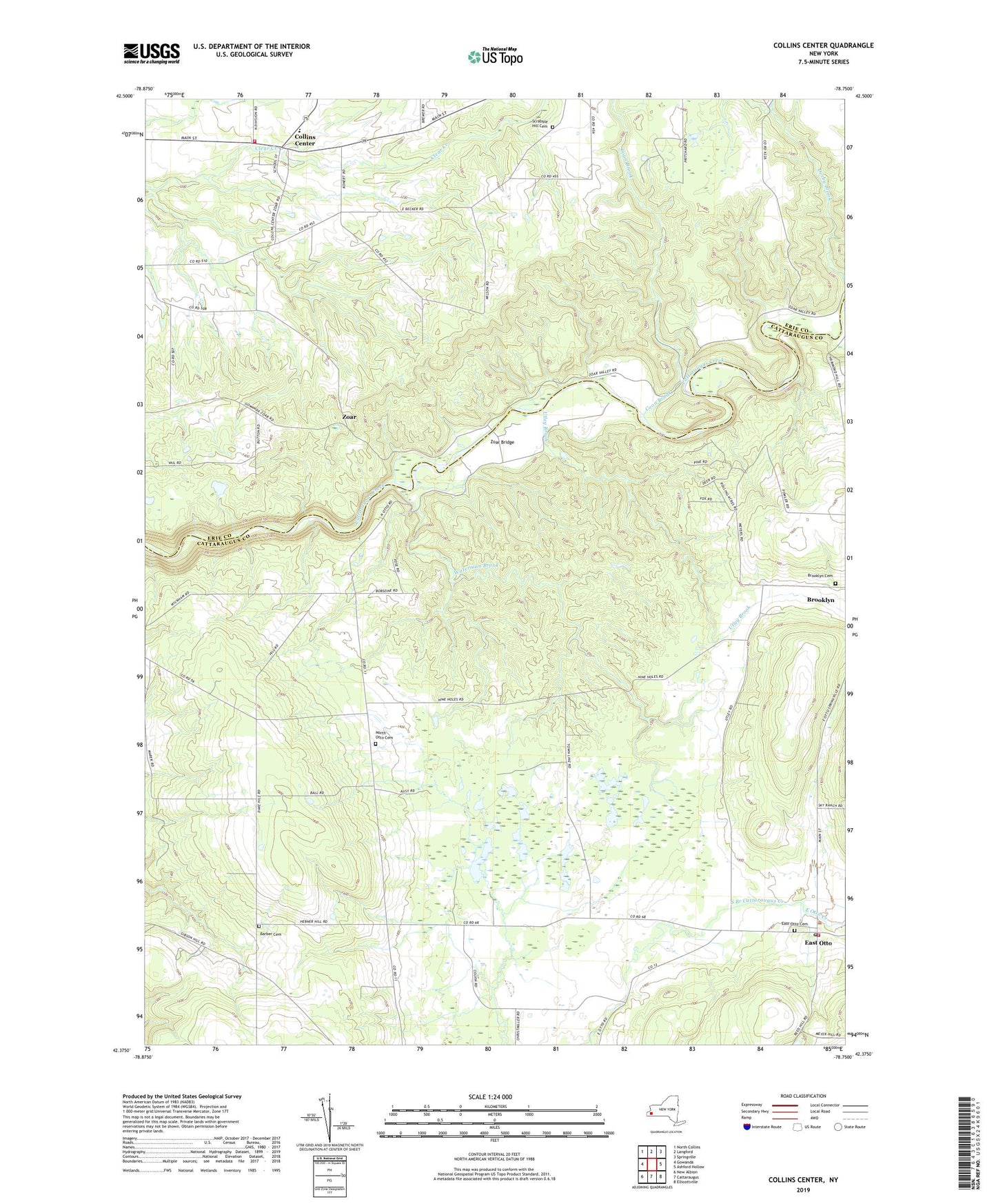 Collins Center New York US Topo Map Image