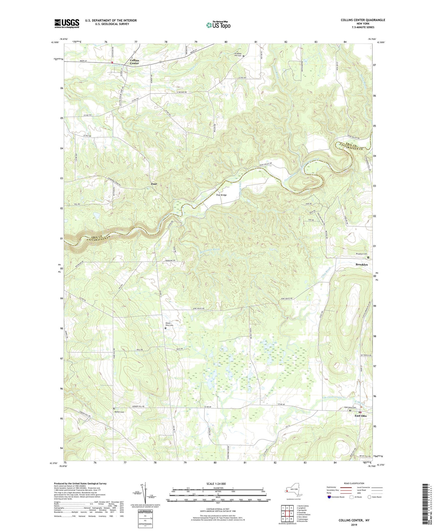 Collins Center New York US Topo Map Image