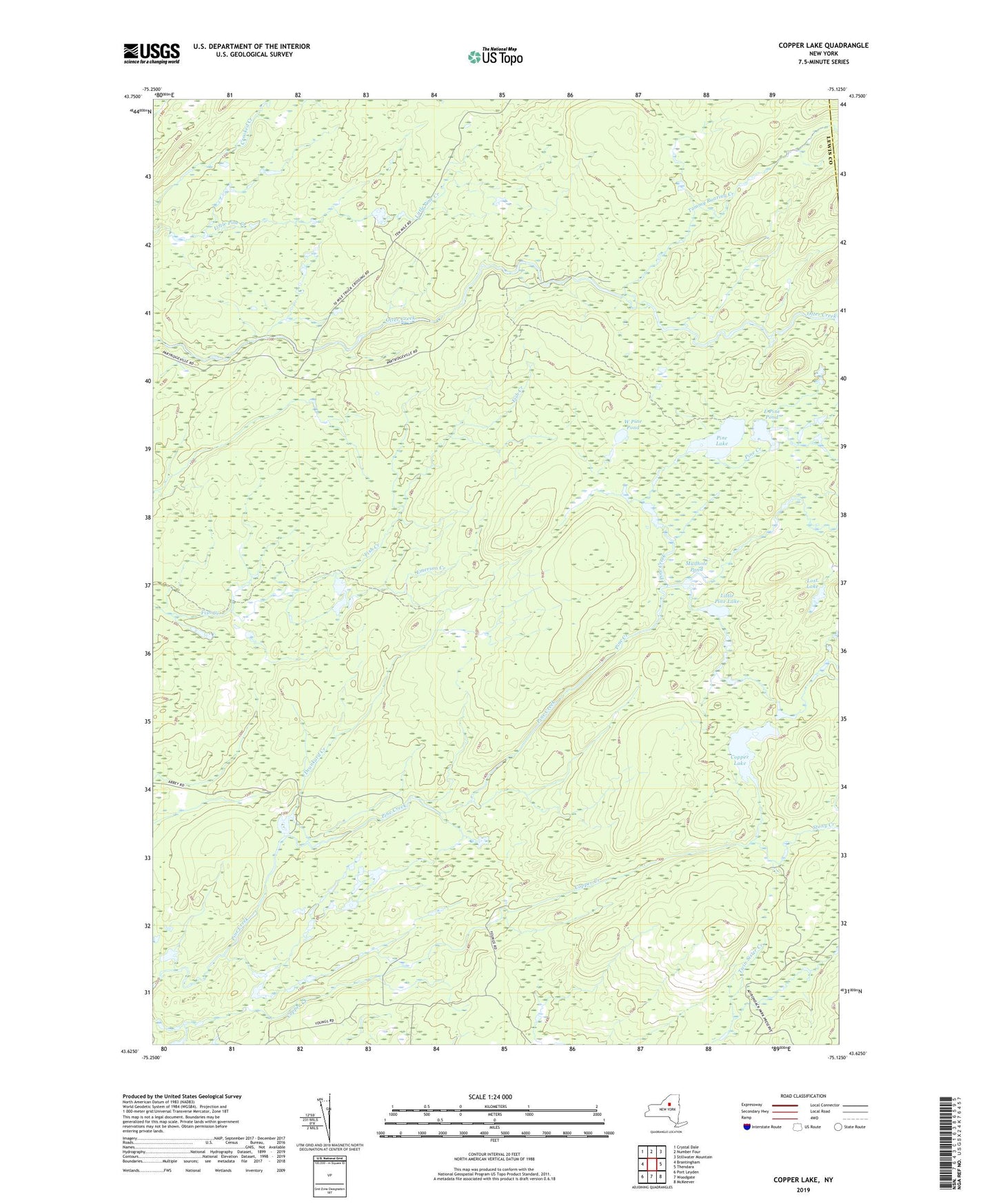 Copper Lake New York US Topo Map Image