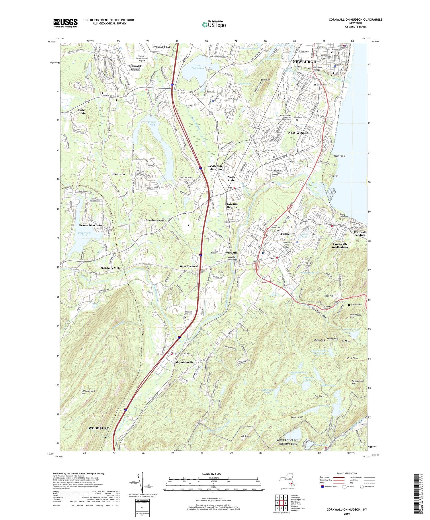 Cornwall-on-Hudson New York US Topo Map Image