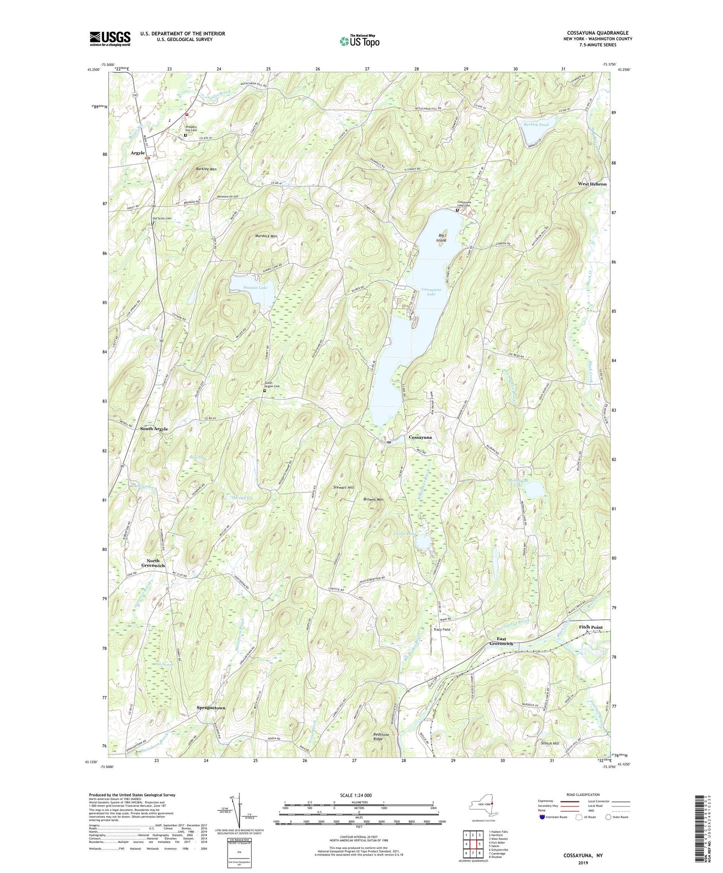 Cossayuna New York US Topo Map Image