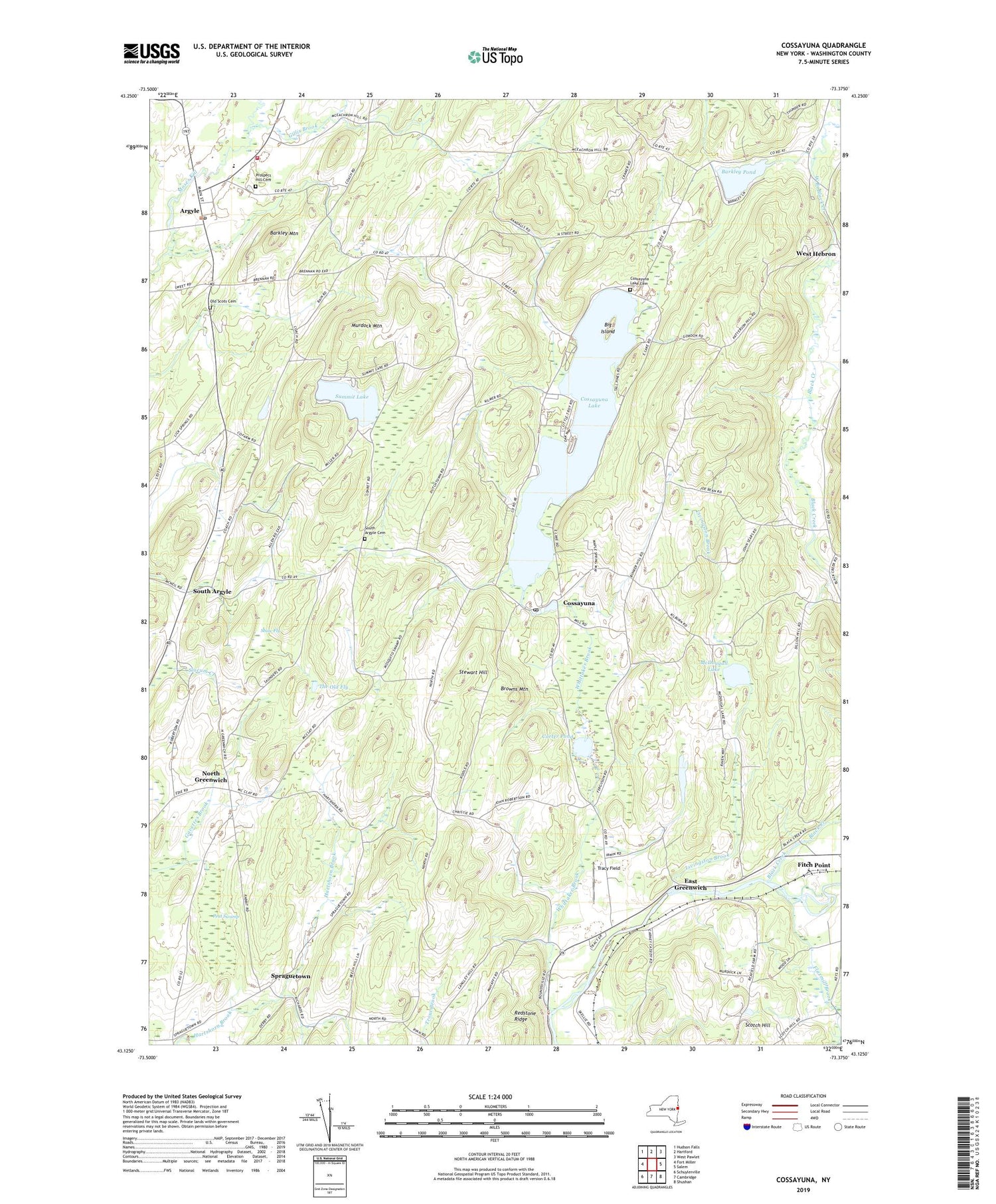 Cossayuna New York US Topo Map Image