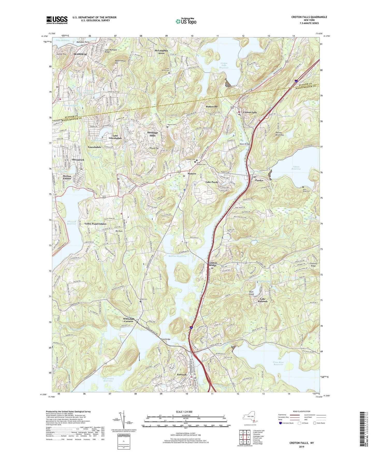 Croton Falls New York US Topo Map Image