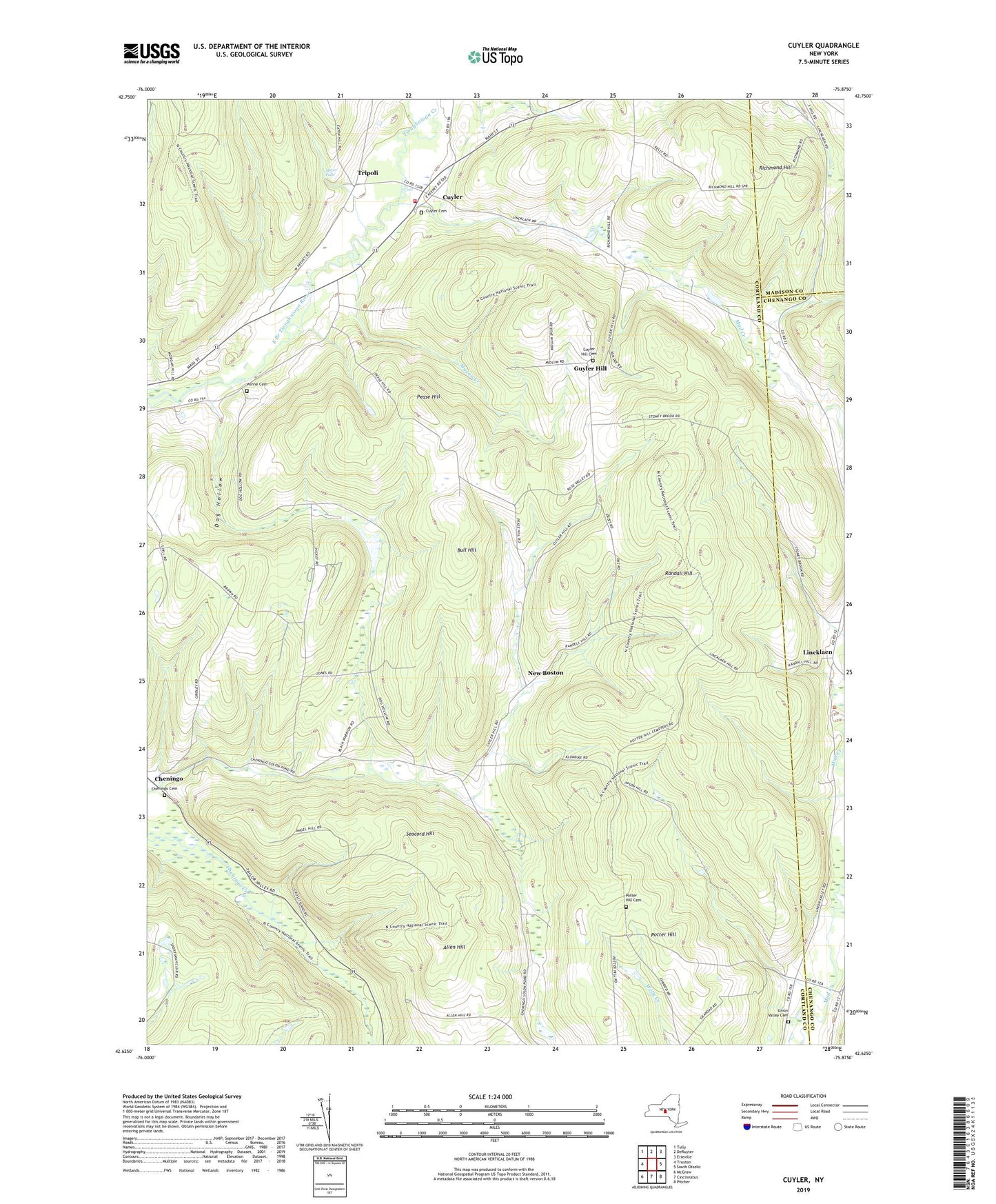 Cuyler New York US Topo Map Image