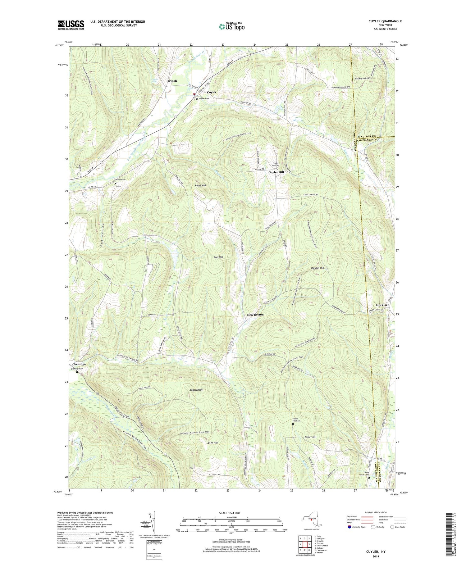 Cuyler New York US Topo Map Image