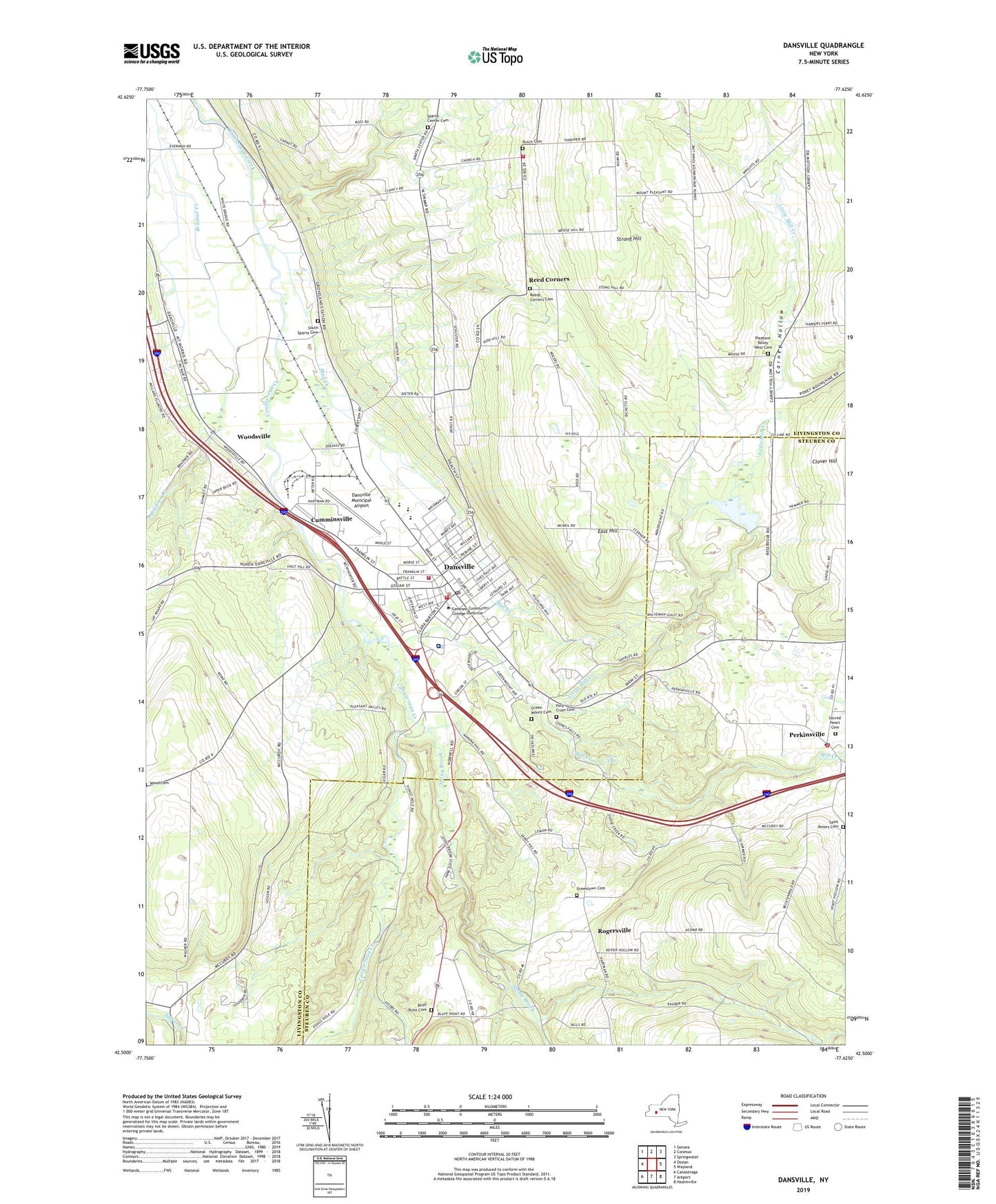 Dansville New York US Topo Map Image