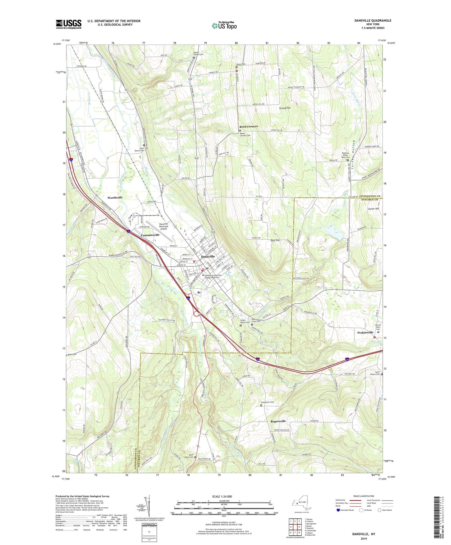 Dansville New York US Topo Map Image