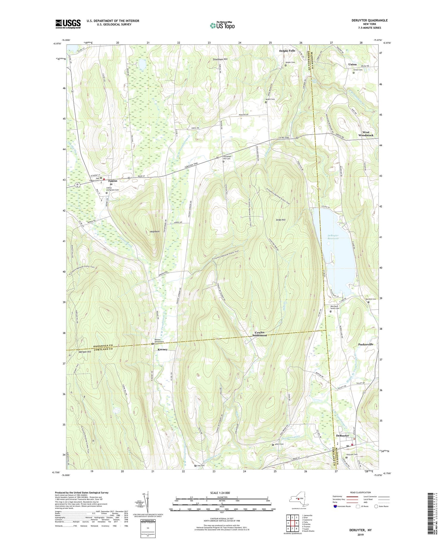 DeRuyter New York US Topo Map Image
