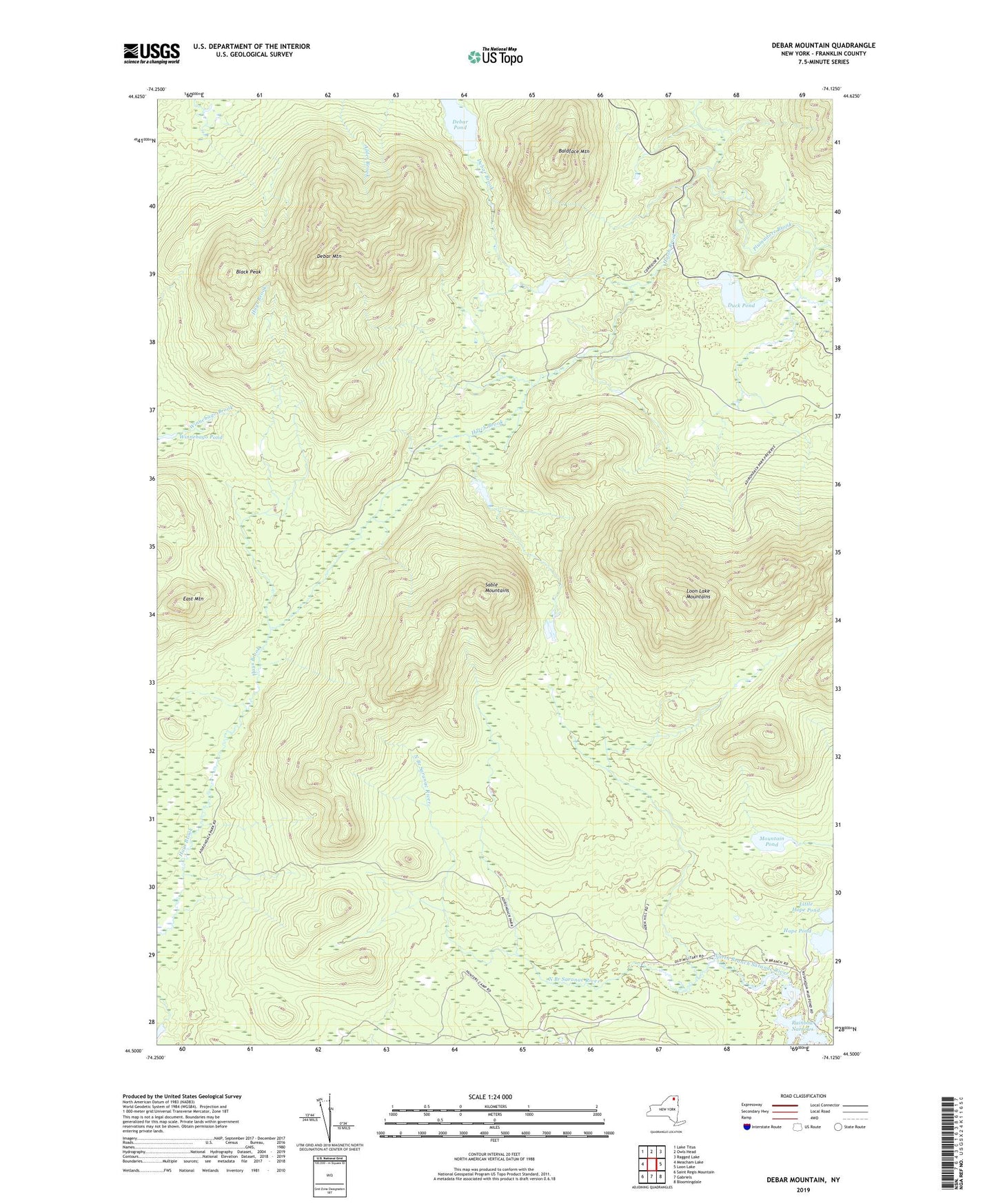 Debar Mountain New York US Topo Map Image