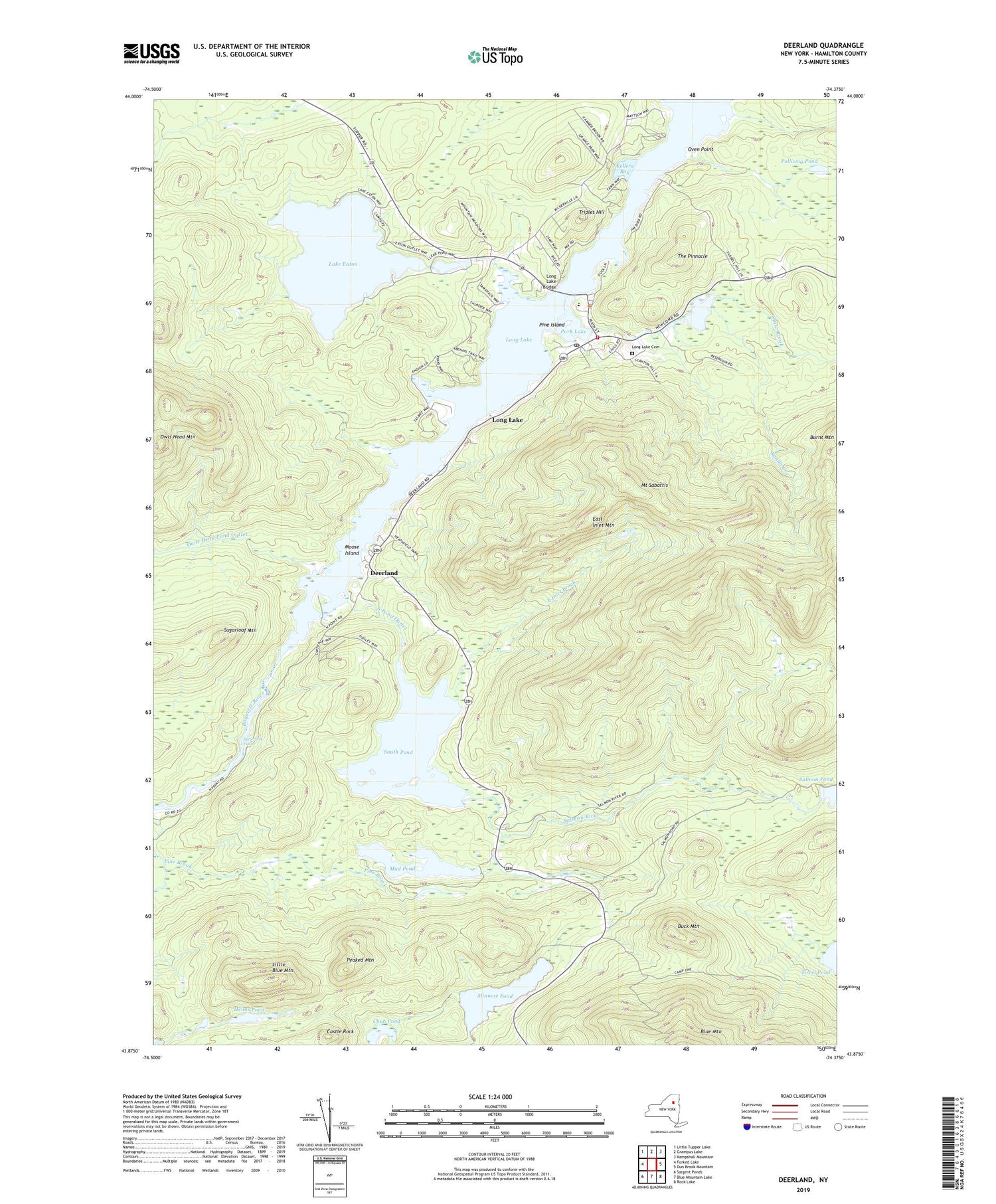 Deerland New York US Topo Map Image