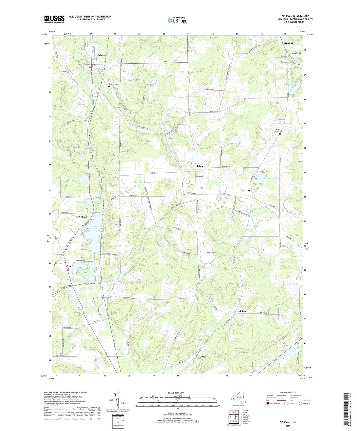 Delevan New York US Topo Map Image