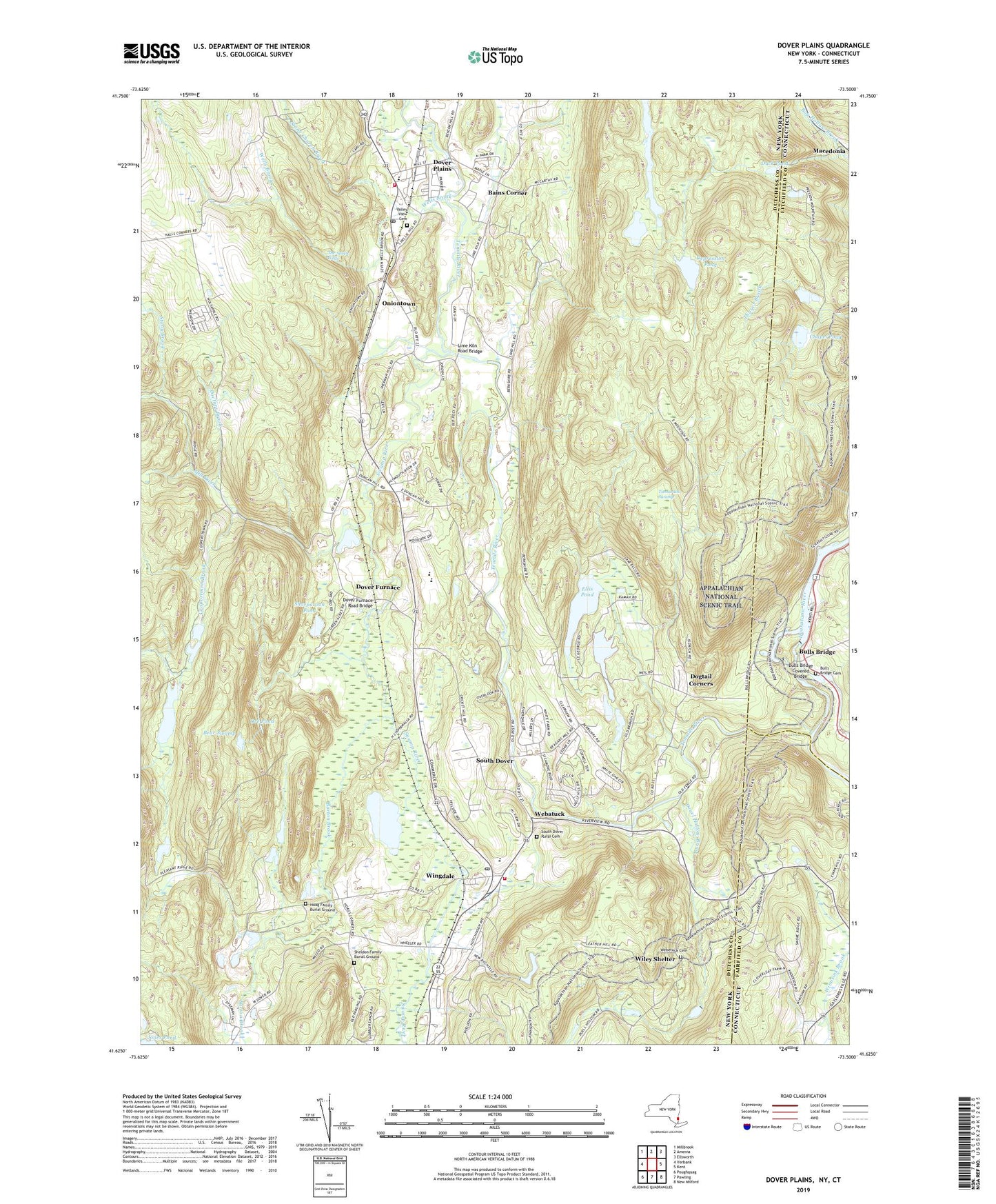 Dover Plains New York US Topo Map Image