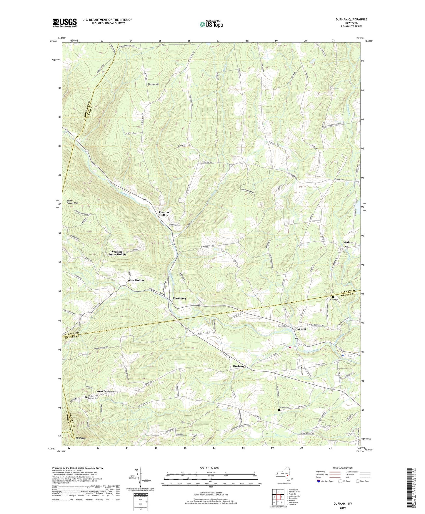Durham New York US Topo Map Image