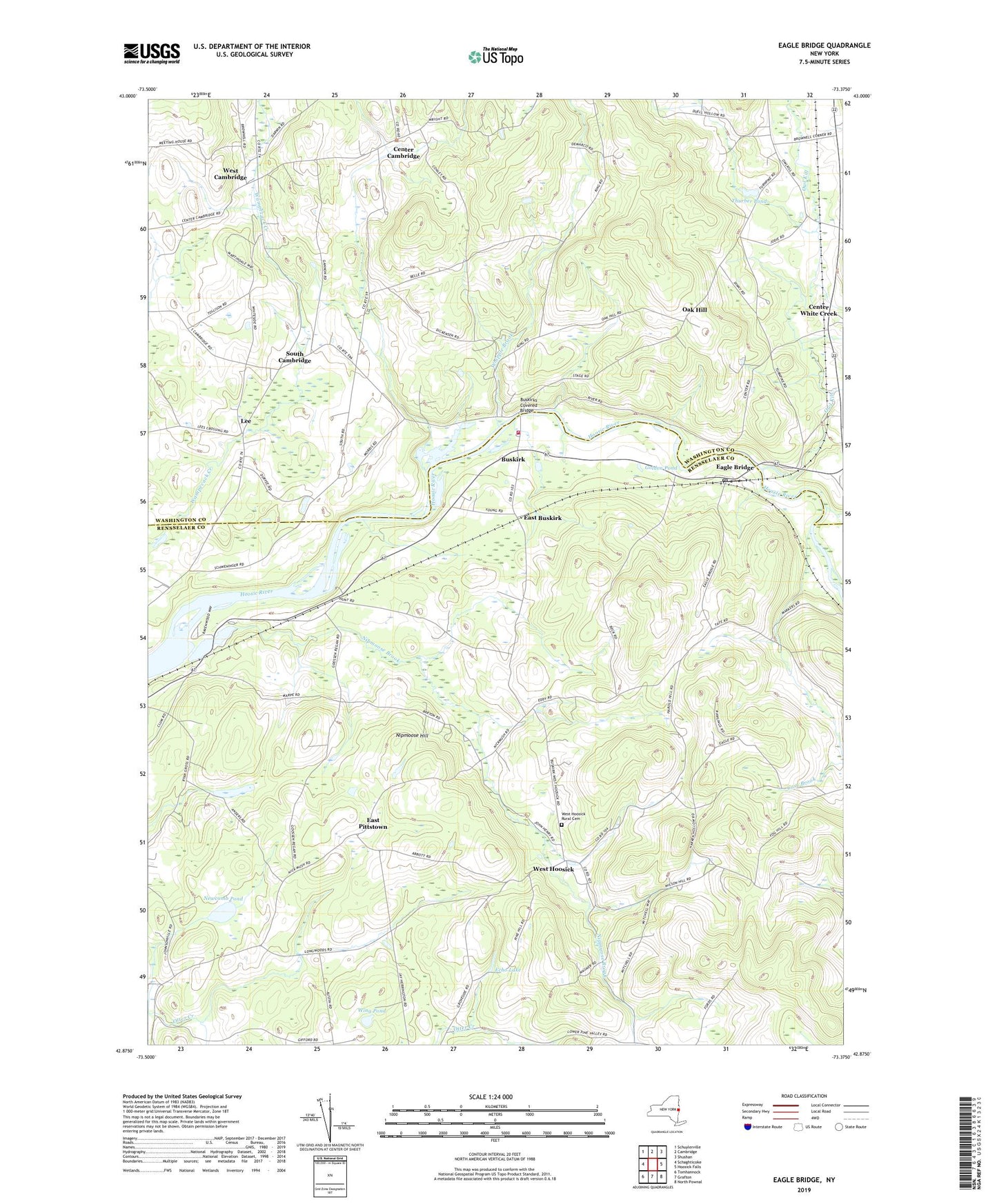 Eagle Bridge New York US Topo Map Image