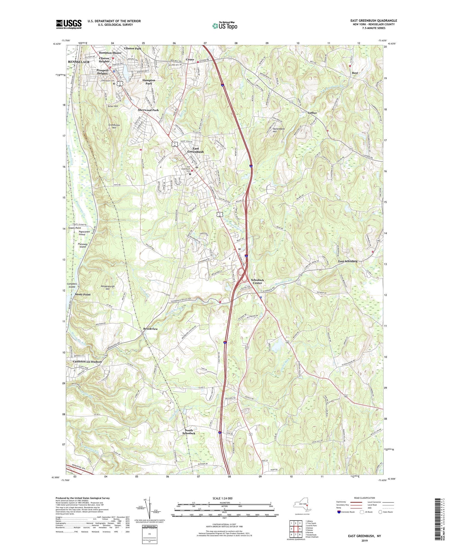 East Greenbush New York US Topo Map Image