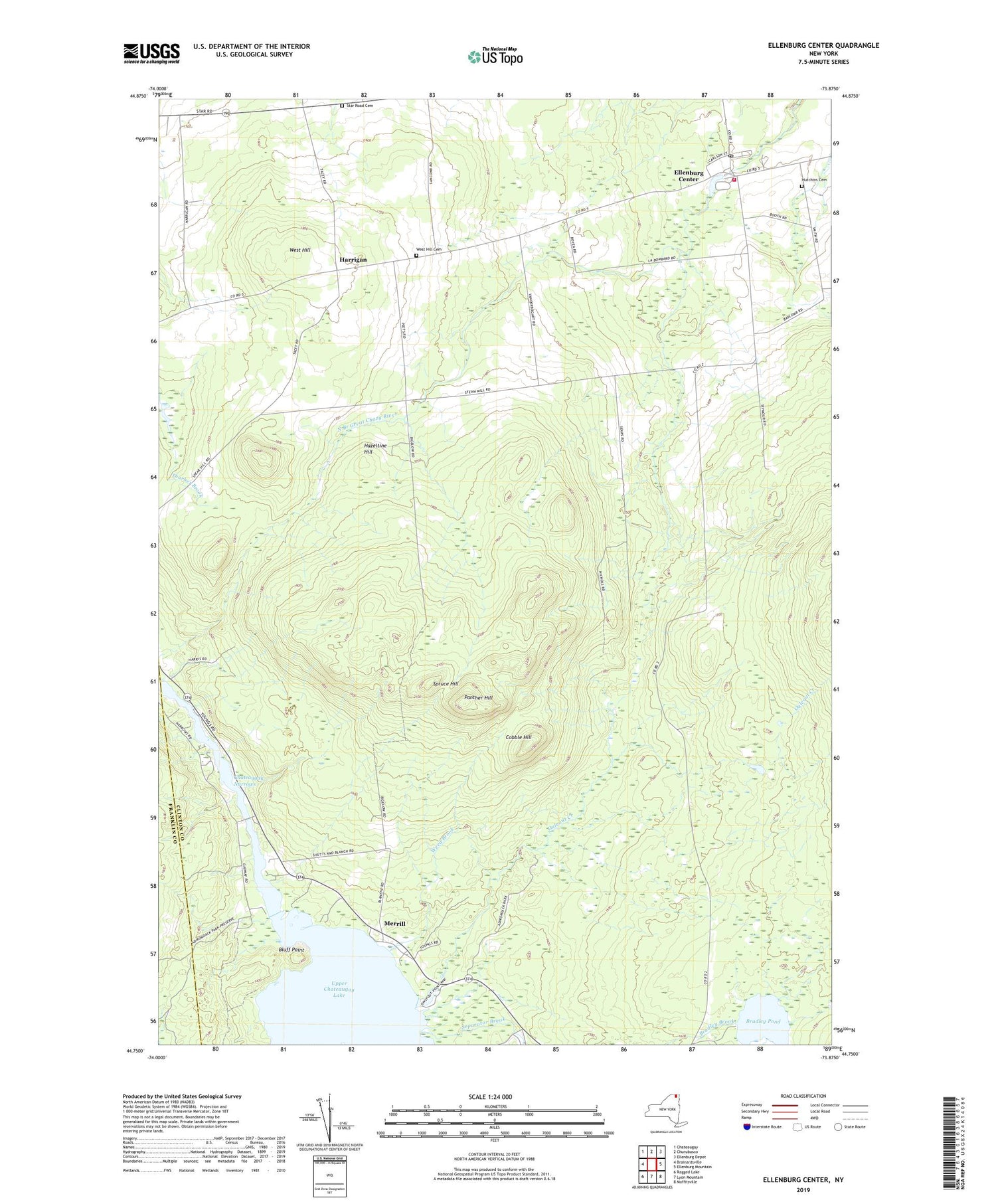 Ellenburg Center New York US Topo Map Image