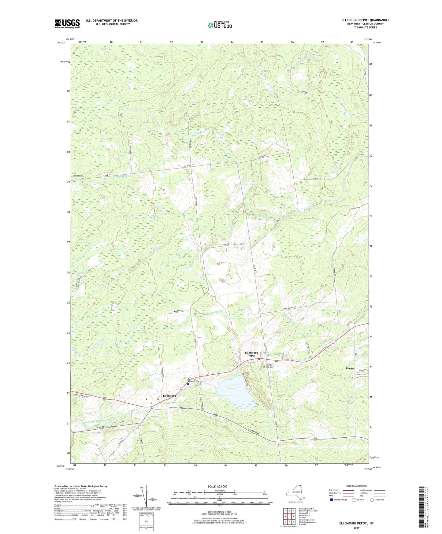 Ellenburg Depot New York US Topo Map Image