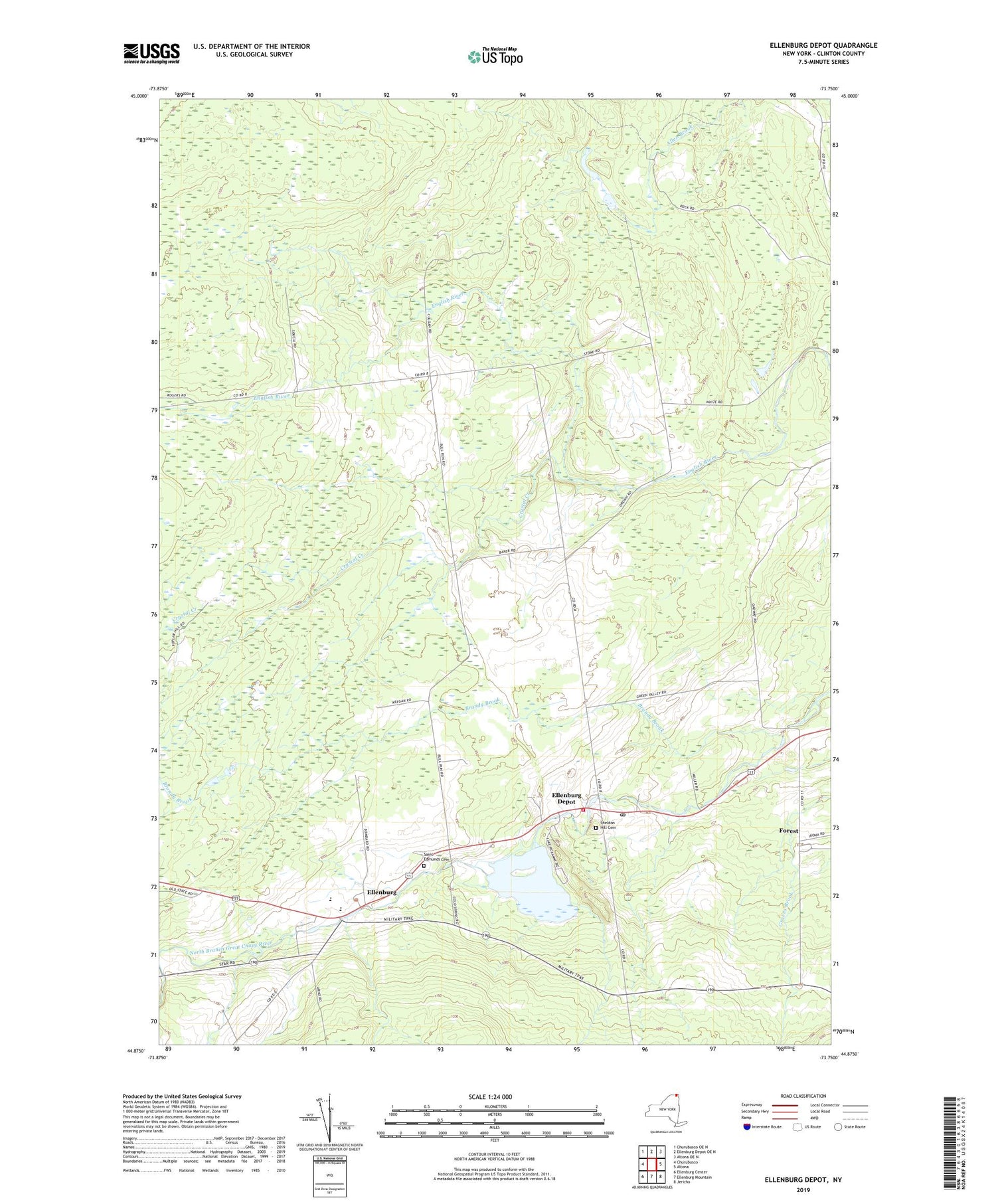 Ellenburg Depot New York US Topo Map Image