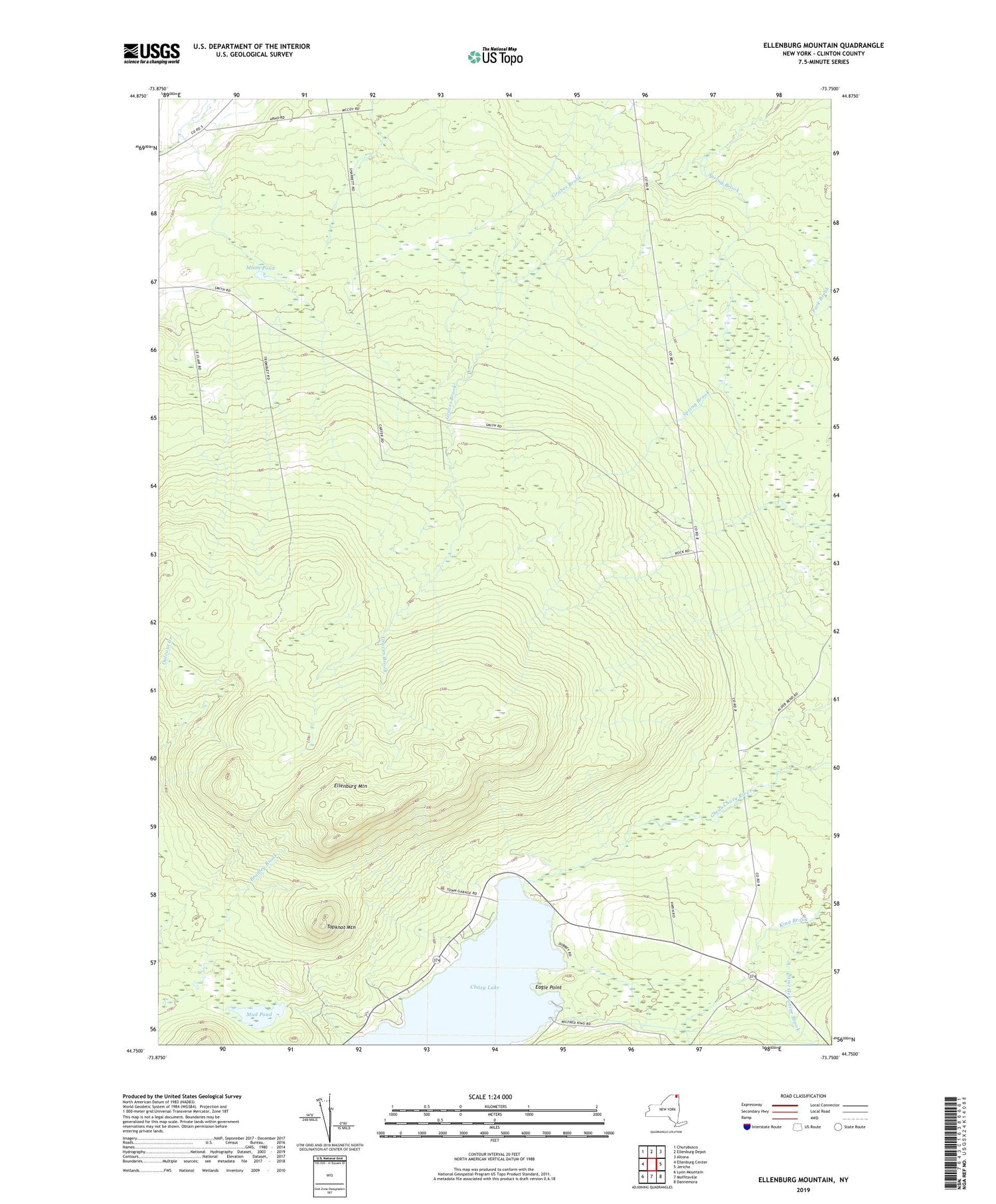 Ellenburg Mountain New York US Topo Map Image