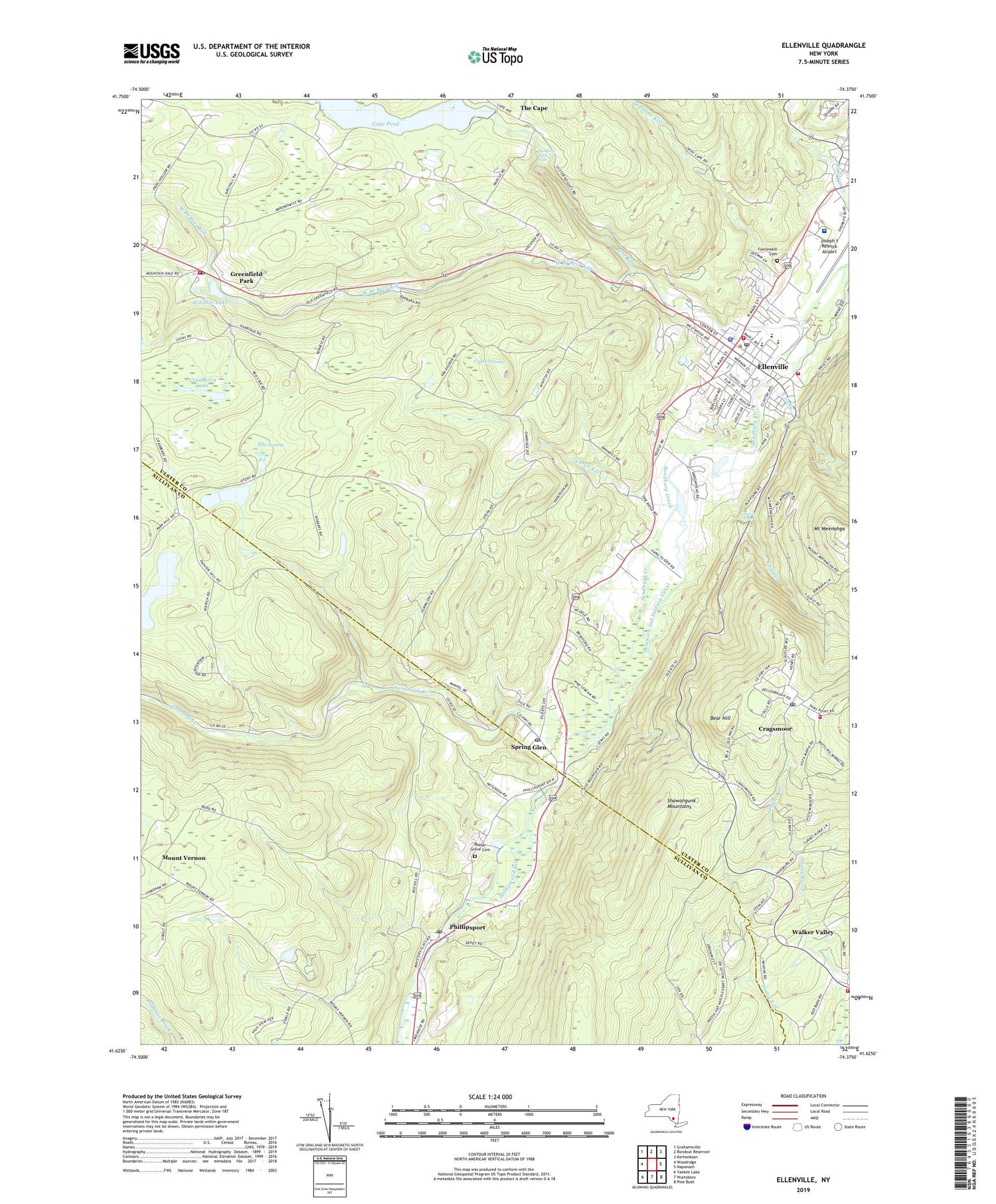 Ellenville New York US Topo Map Image