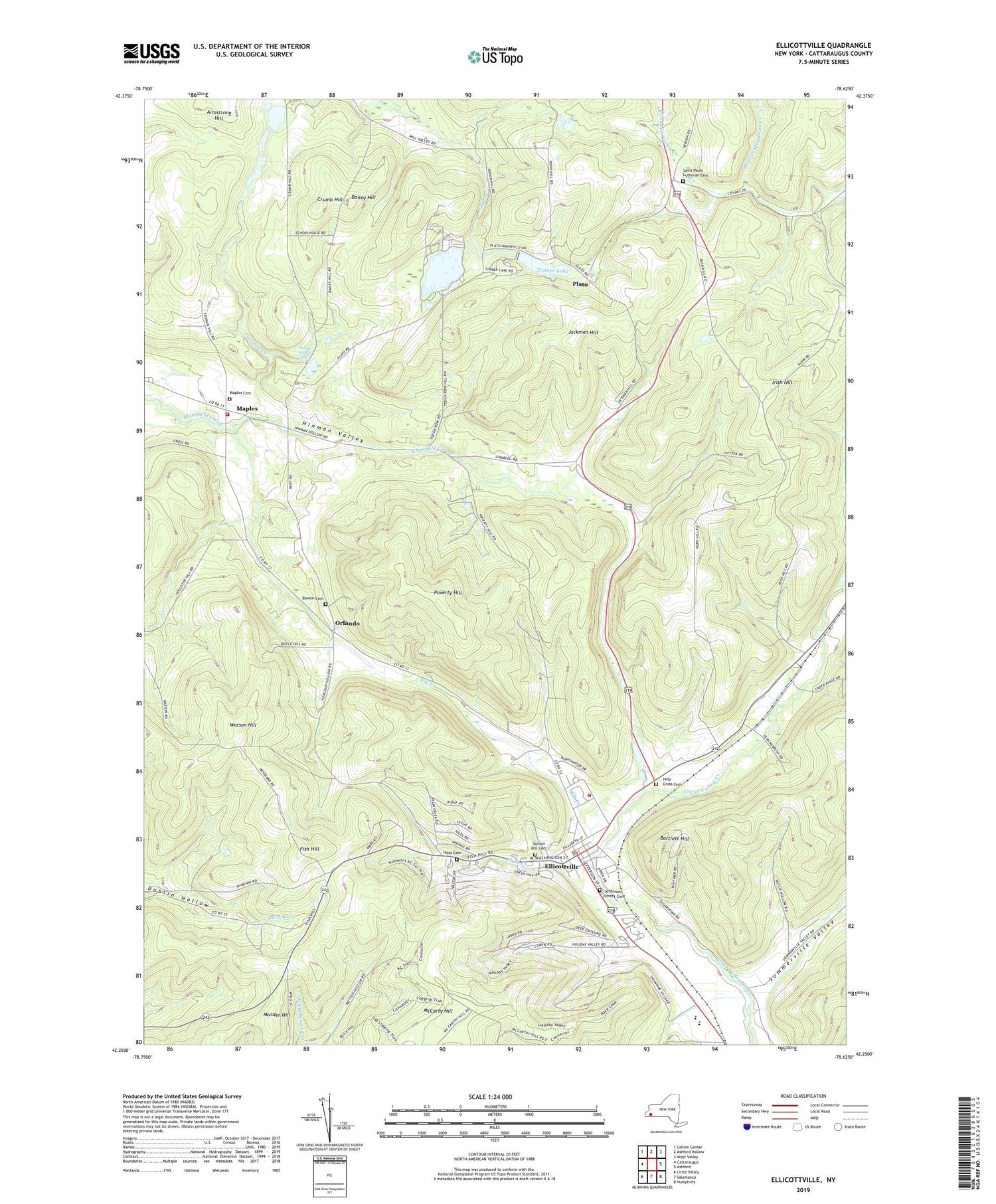 Ellicottville New York US Topo Map Image