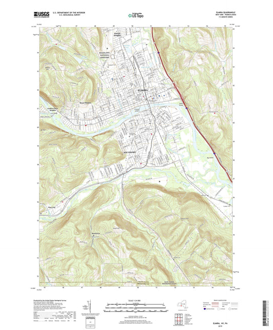 Elmira New York US Topo Map Image
