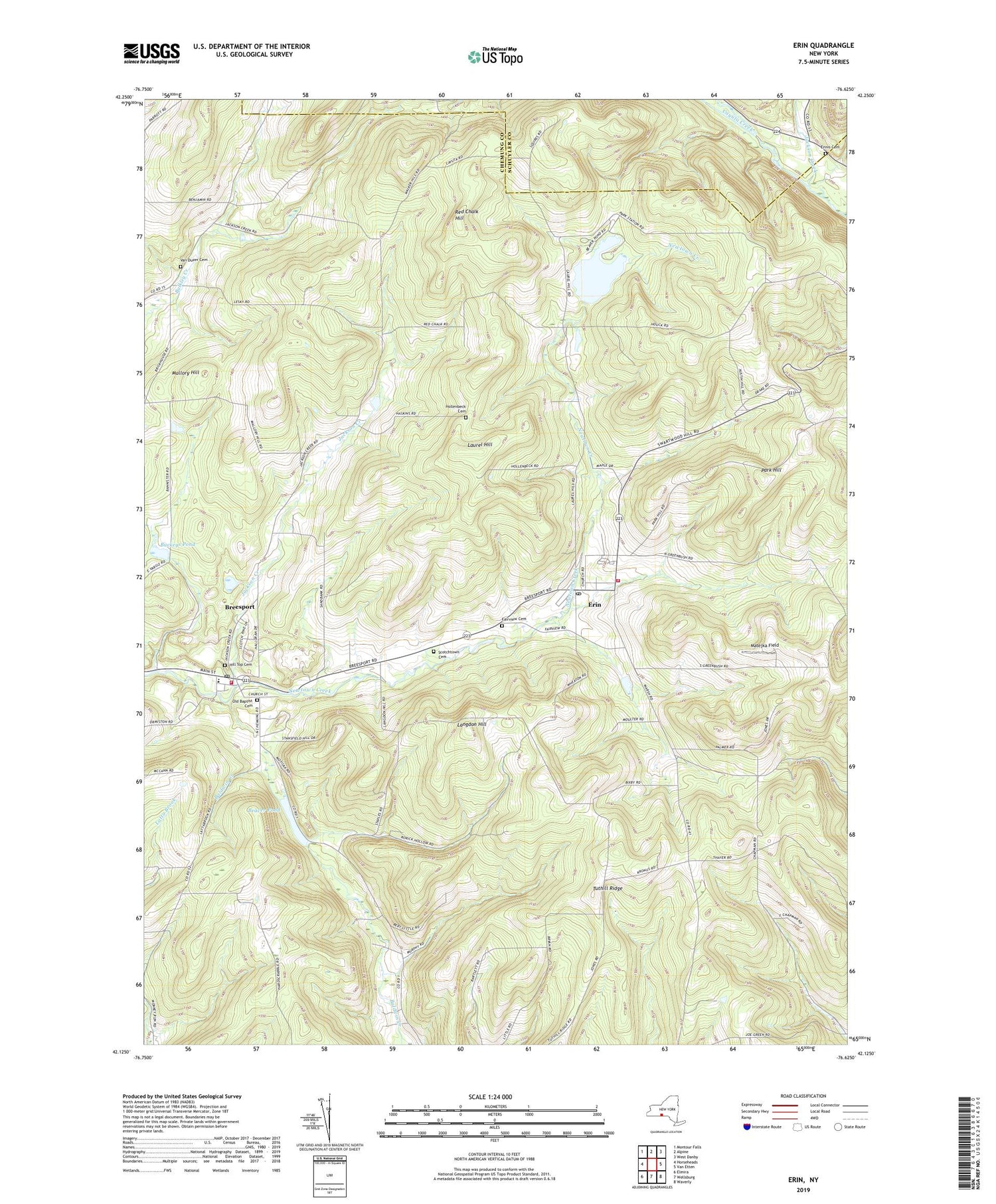 Erin New York US Topo Map Image