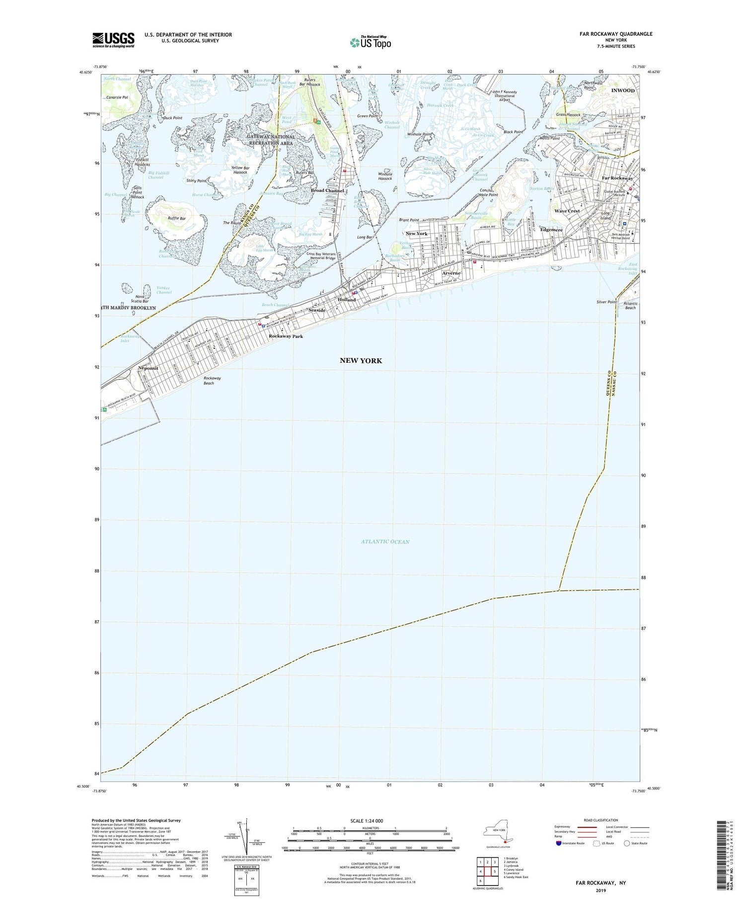 Far Rockaway New York US Topo Map Image