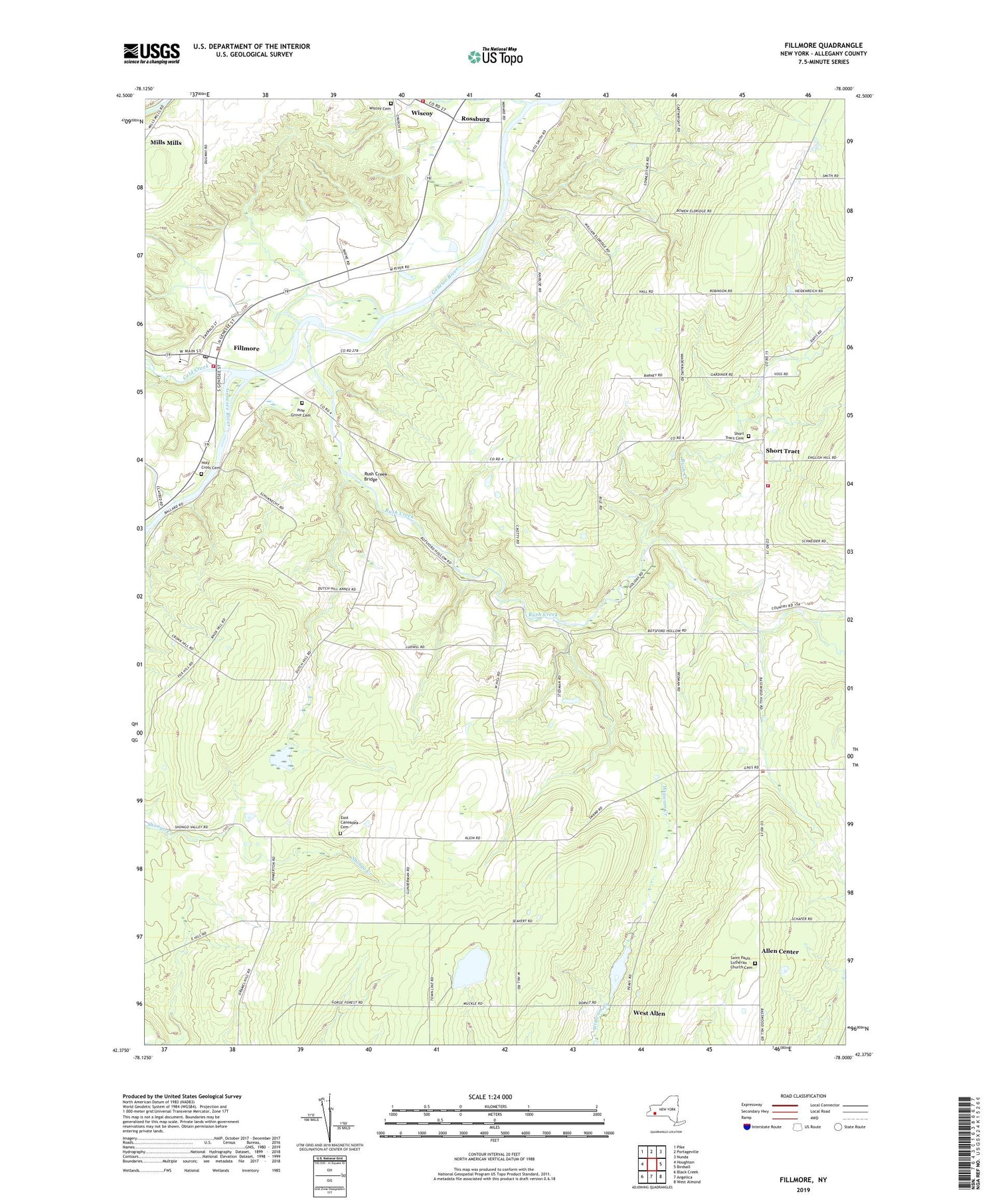 Fillmore New York US Topo Map Image