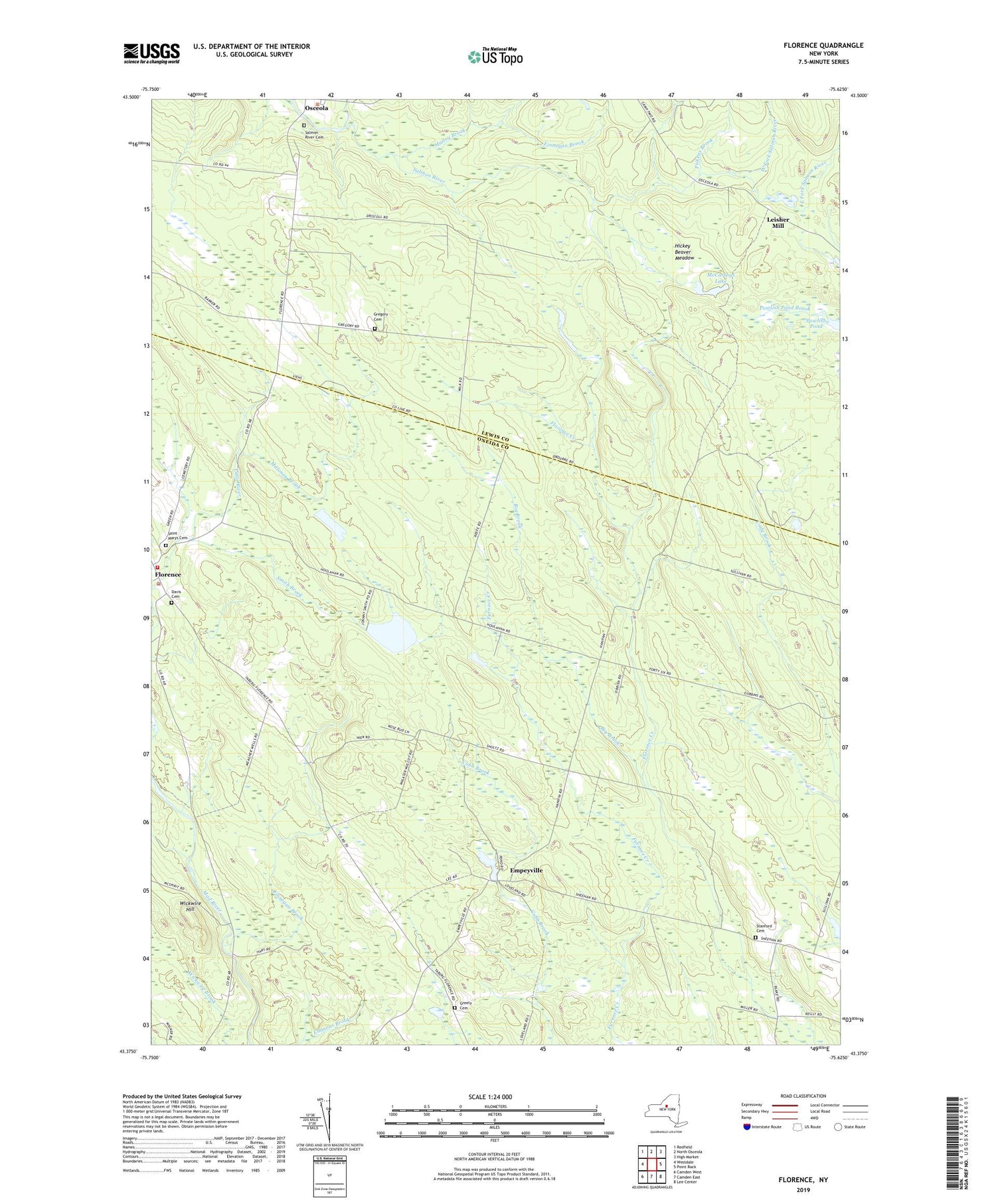 Florence New York US Topo Map Image