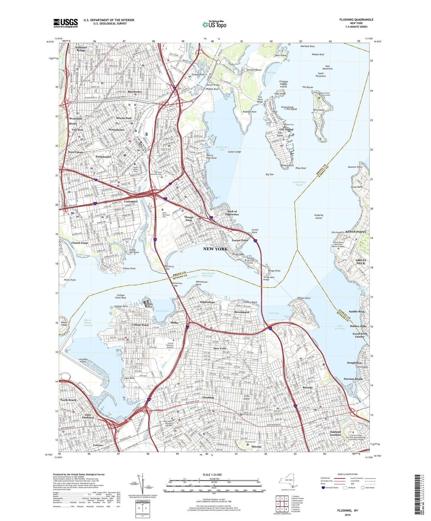 Flushing New York US Topo Map Image