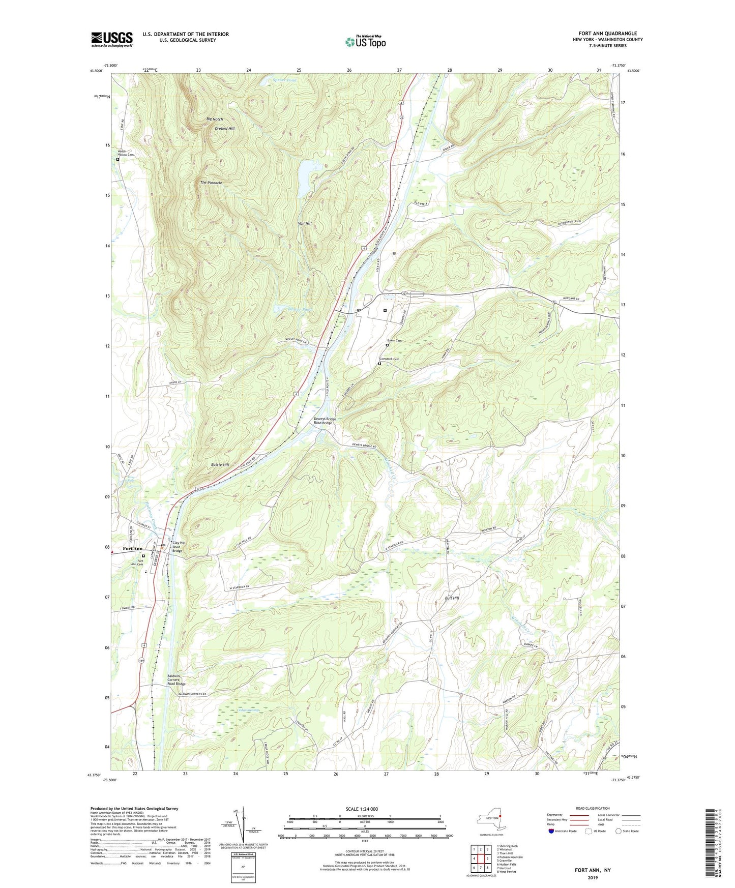 Fort Ann New York US Topo Map Image