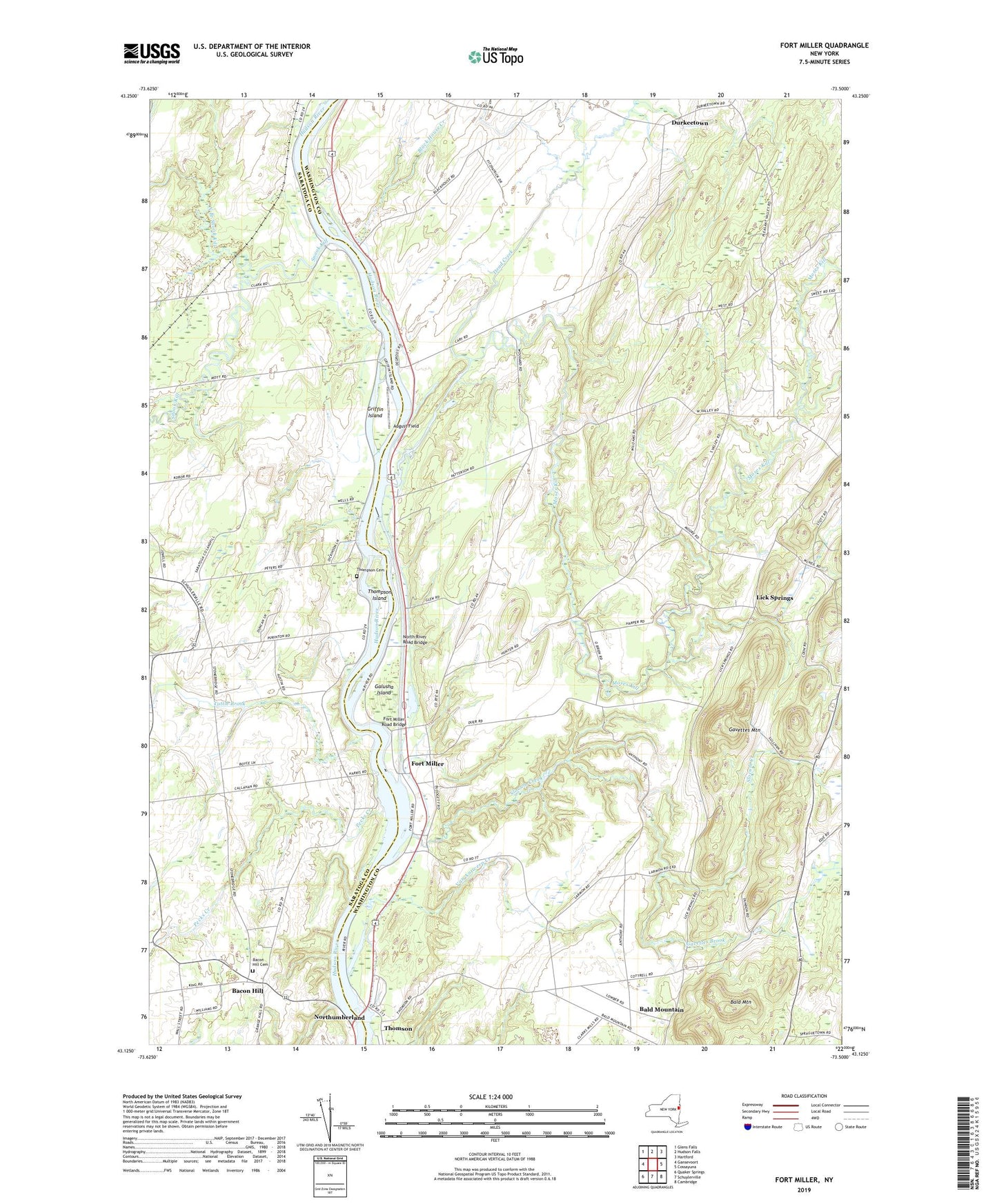 Fort Miller New York US Topo Map Image