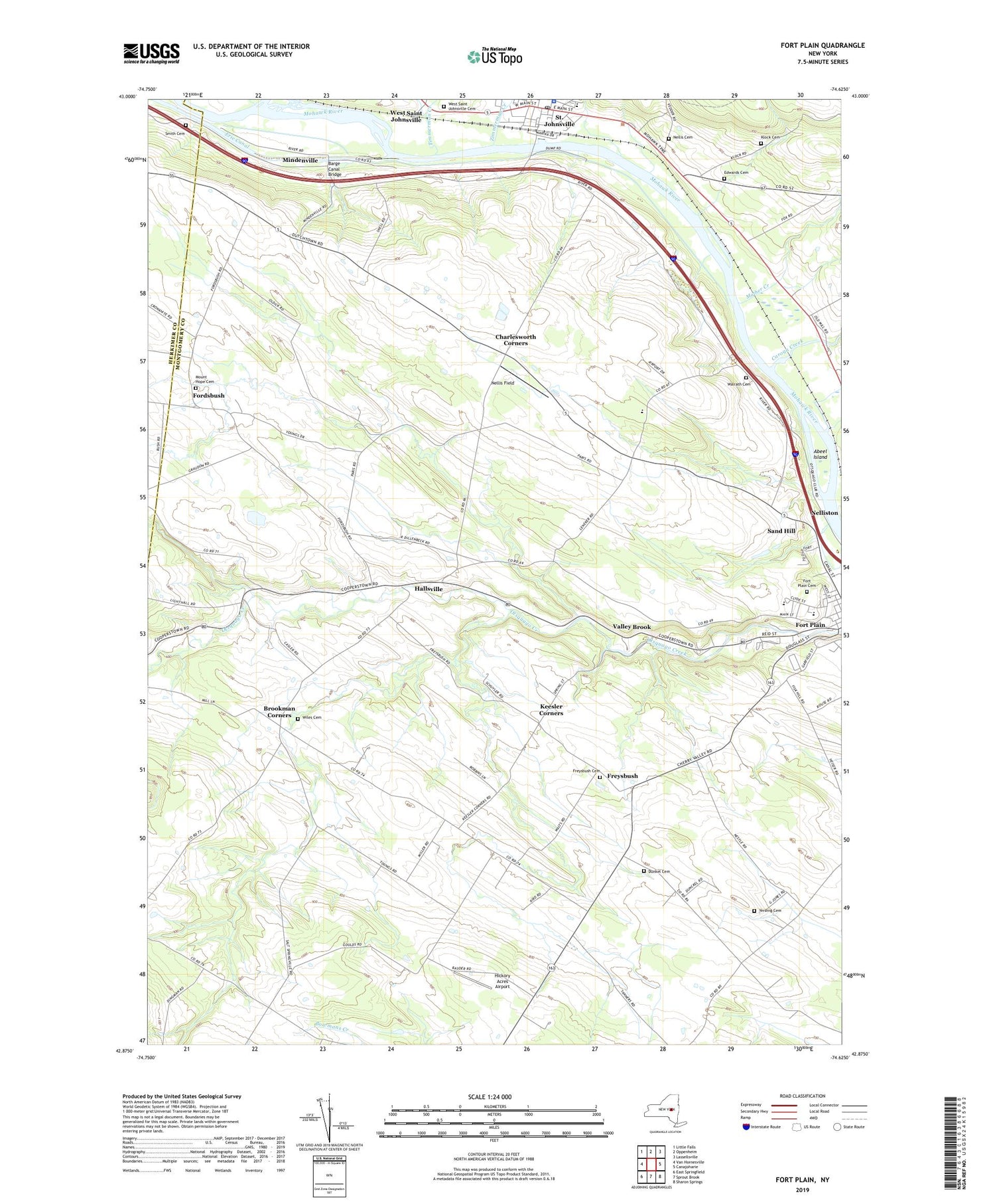 Fort Plain New York US Topo Map Image