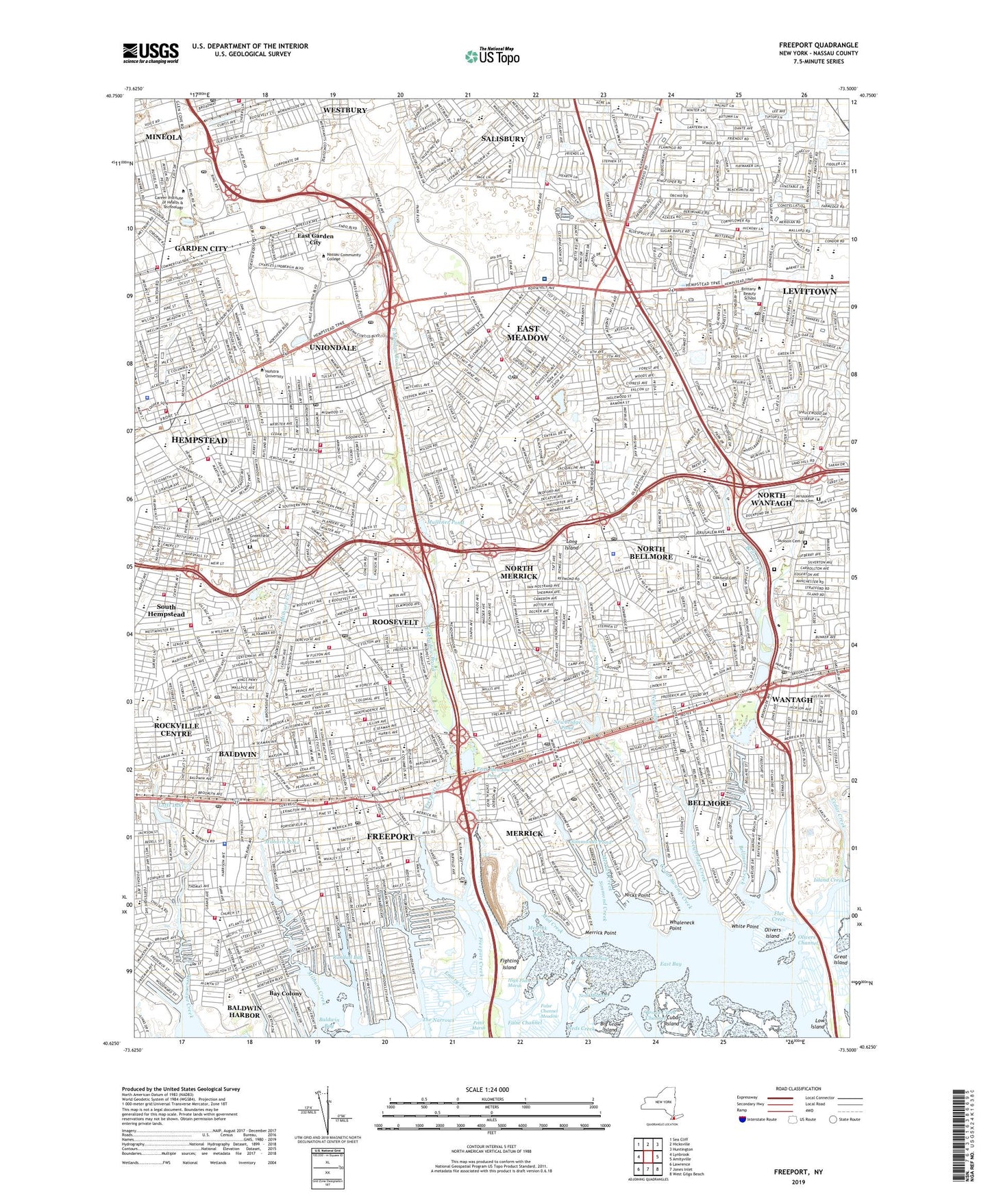Freeport New York US Topo Map Image