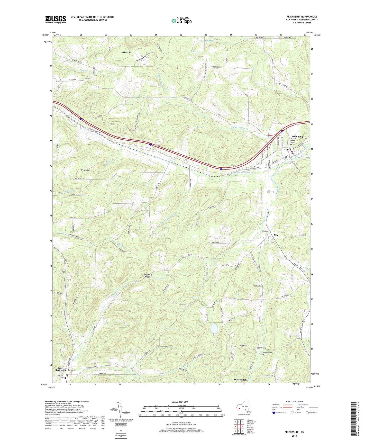 Friendship New York US Topo Map Image
