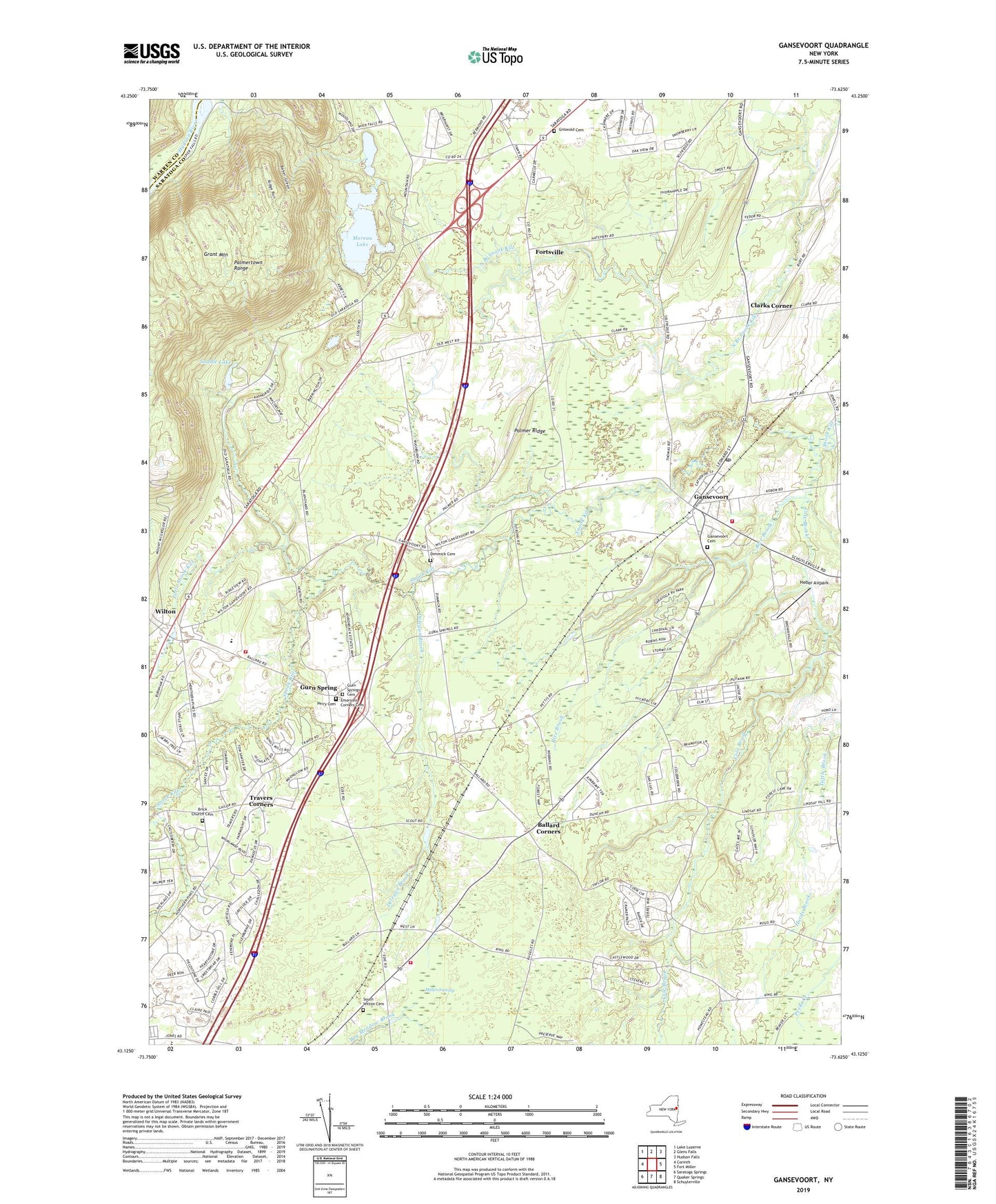 Gansevoort New York US Topo Map Image