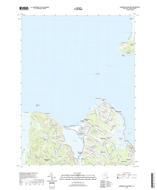 Gardiners Island West New York US Topo Map Image