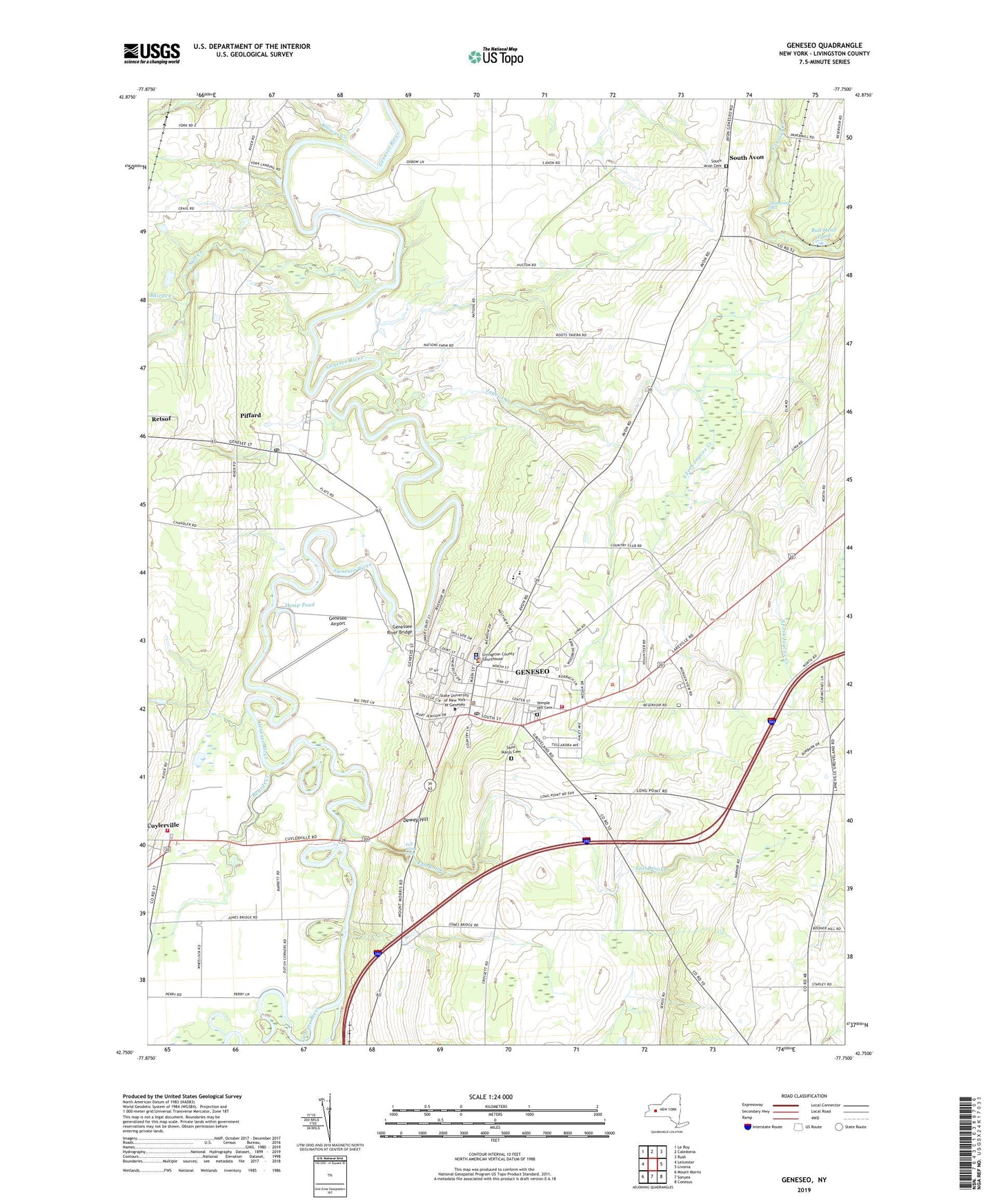 Geneseo New York US Topo Map Image
