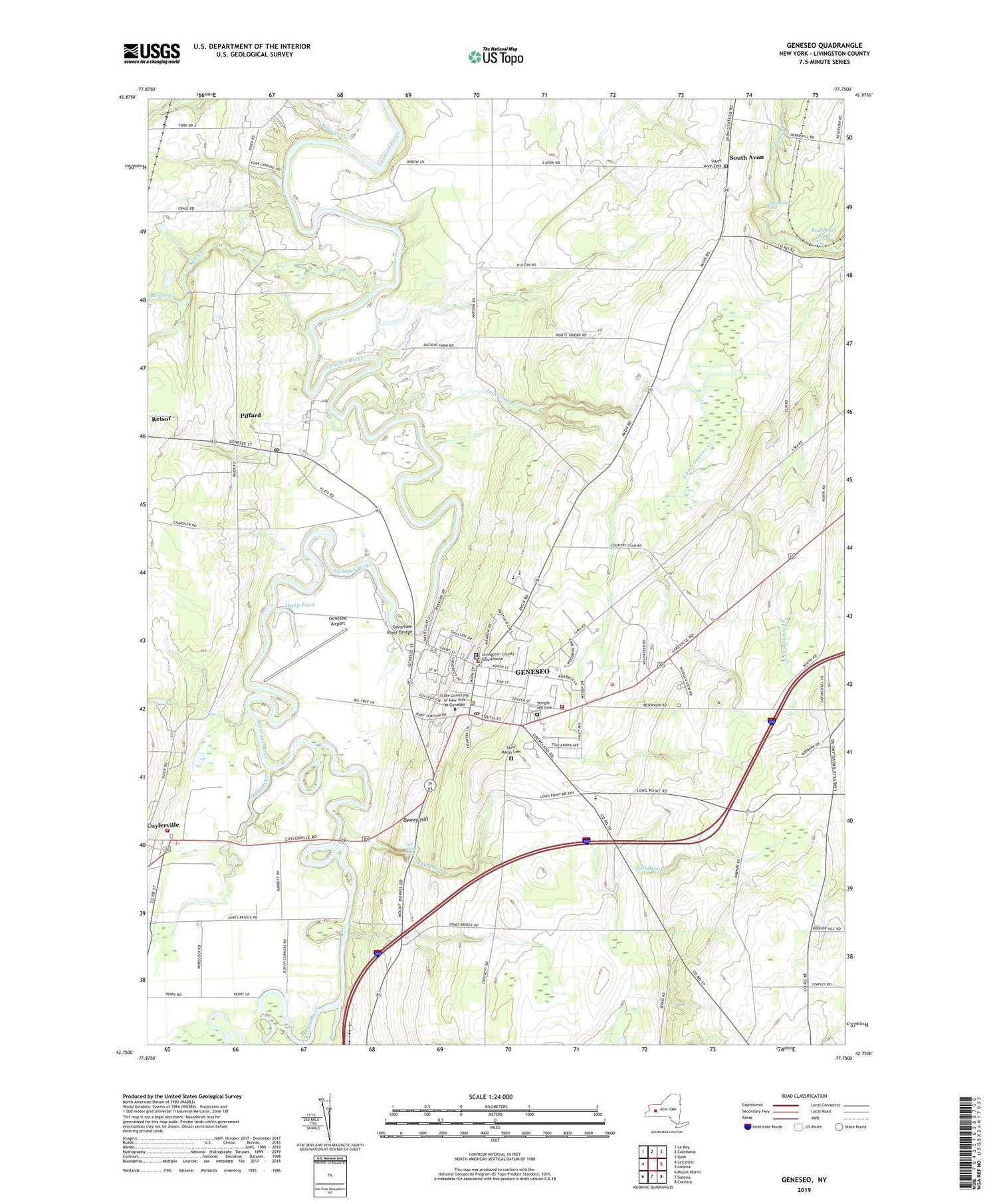 Geneseo New York US Topo Map Image