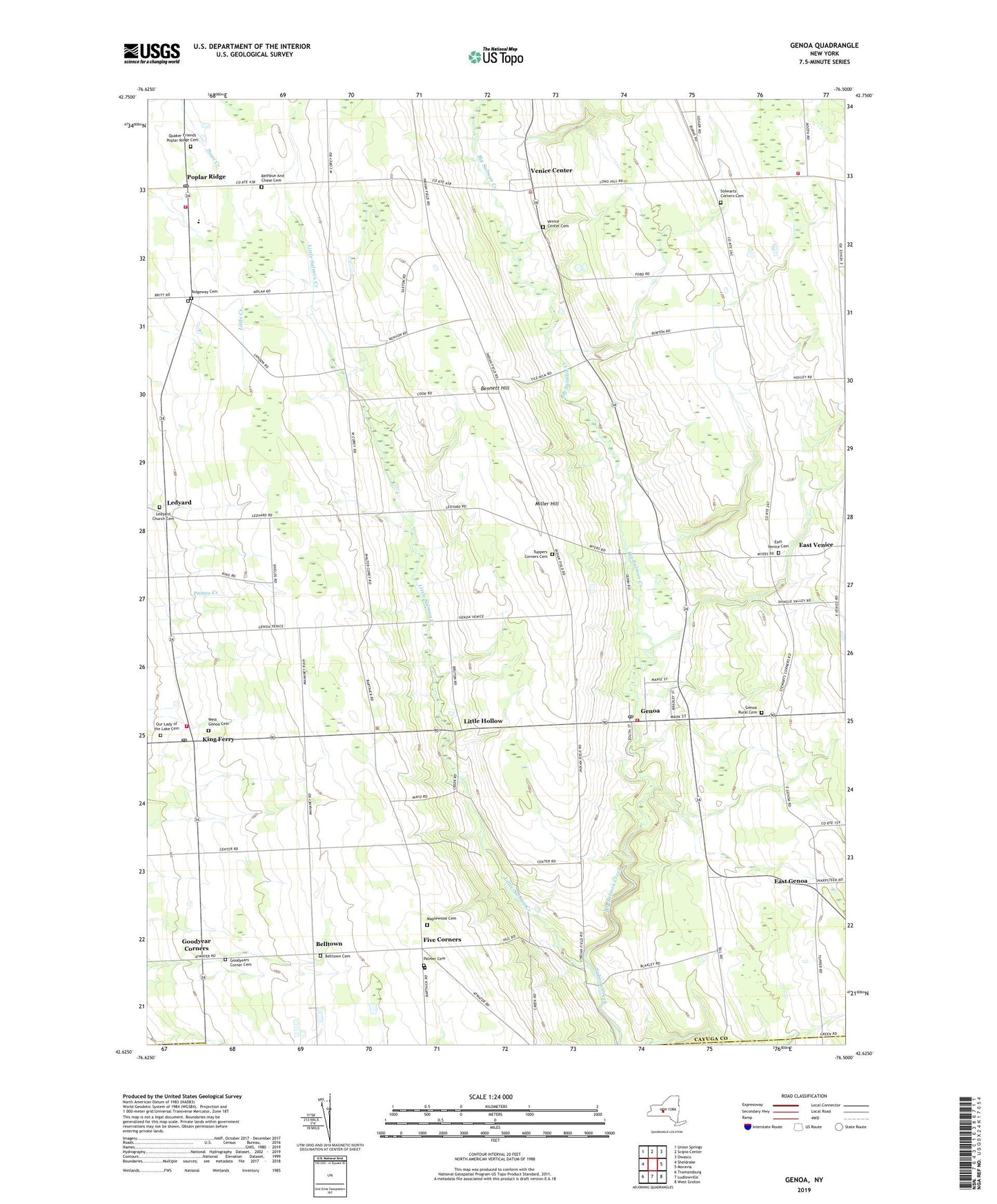 Genoa New York US Topo Map Image